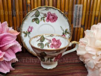 Royal Halsey Pink Rose Teacup and Saucer Set