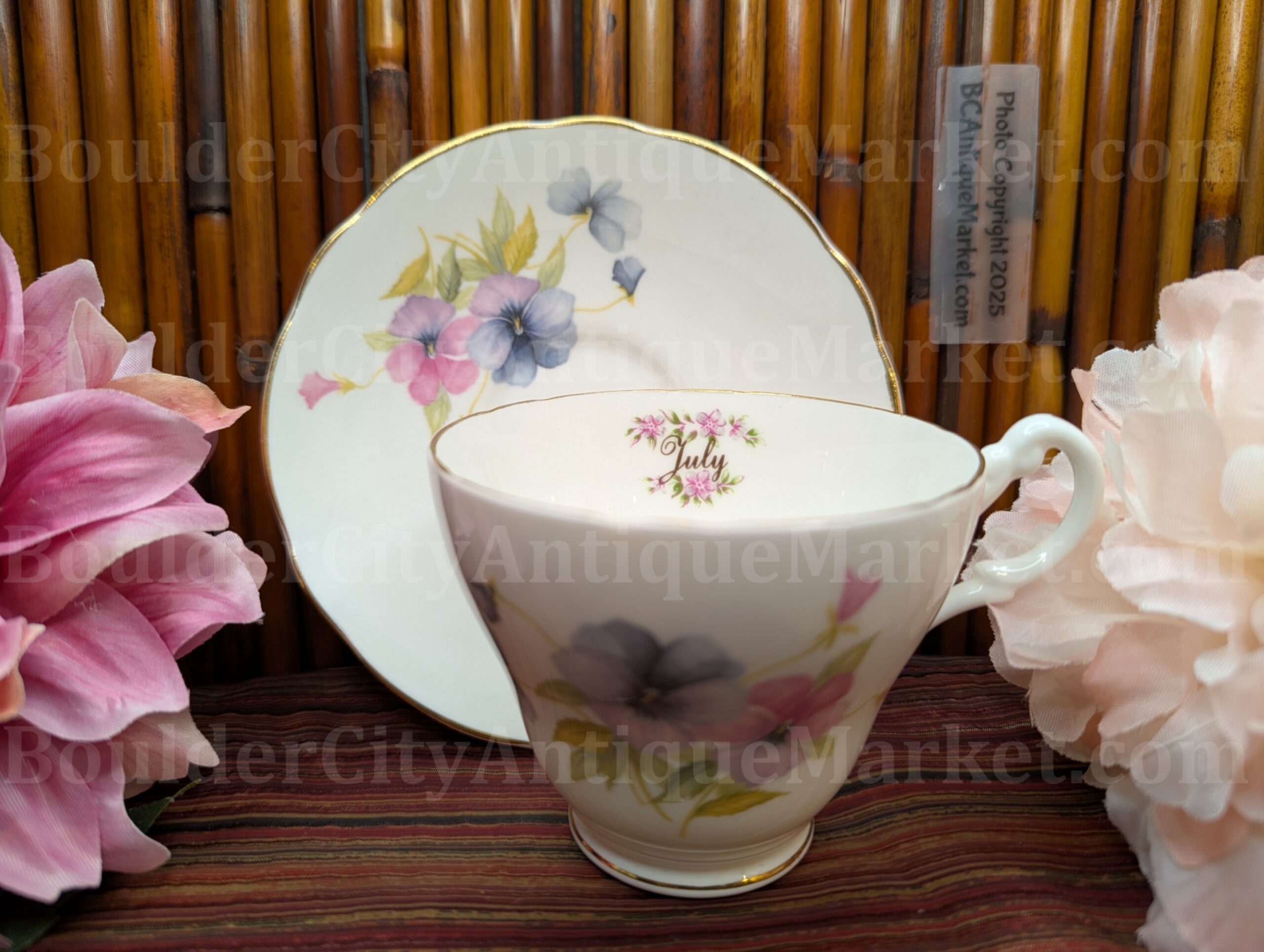 Royal Castle July Pansy Teacup and Saucer
