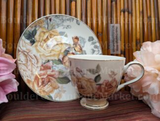 Grace Pink and Yellow Rose Teacup and Saucer