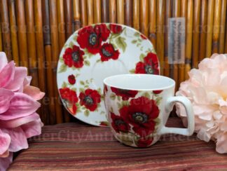 Red Poppy Teacup and Saucer