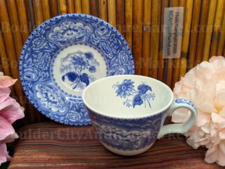 Floral Blue Spode Teacup and Saucer