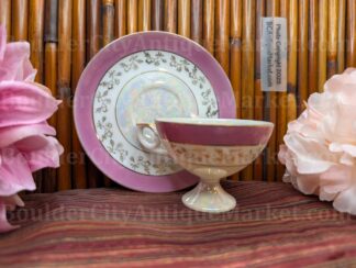 Lefton Lusterware Pedestal Pink Teacup and Saucer