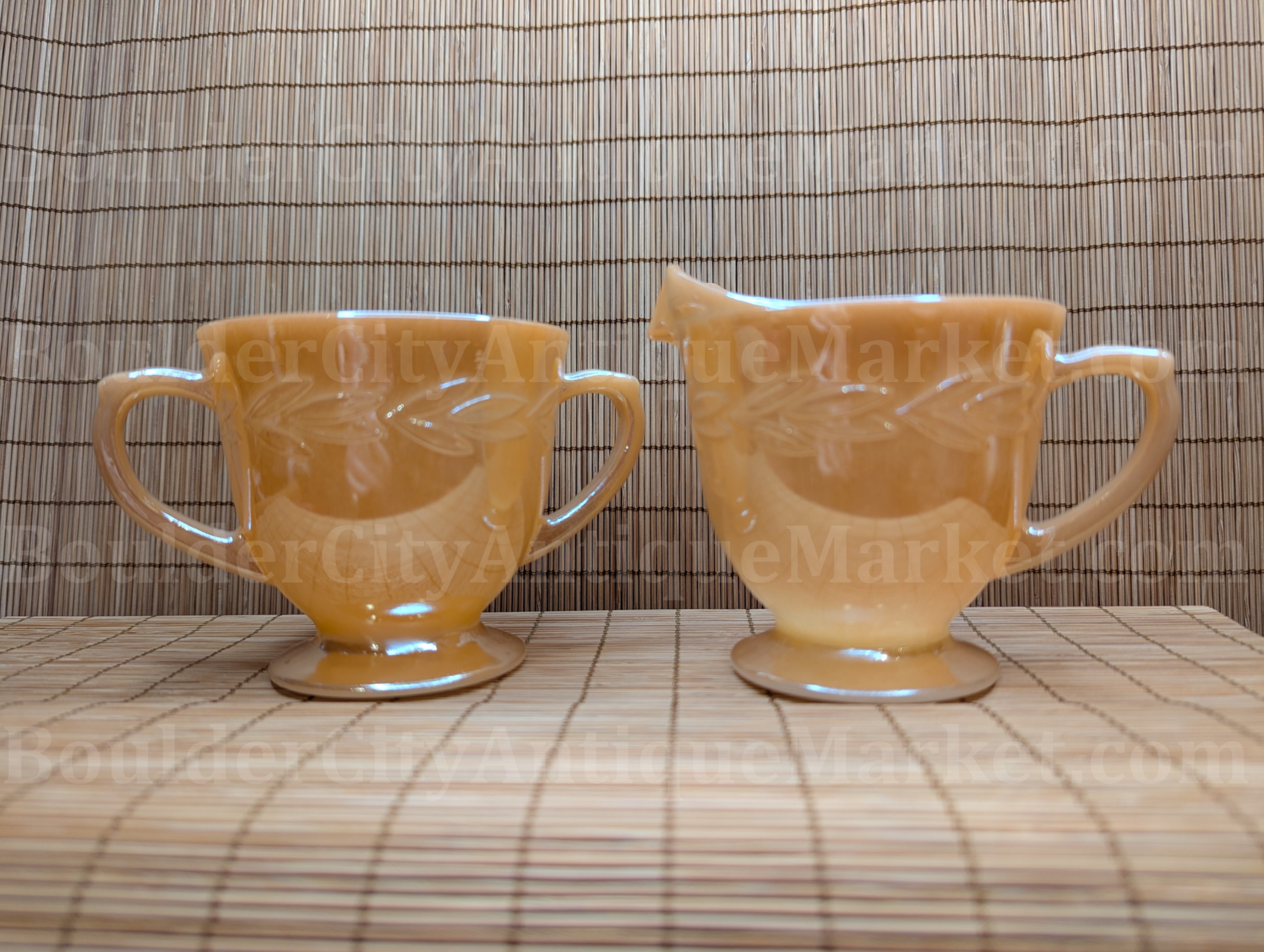 Peach Luster Cream and Sugar Set