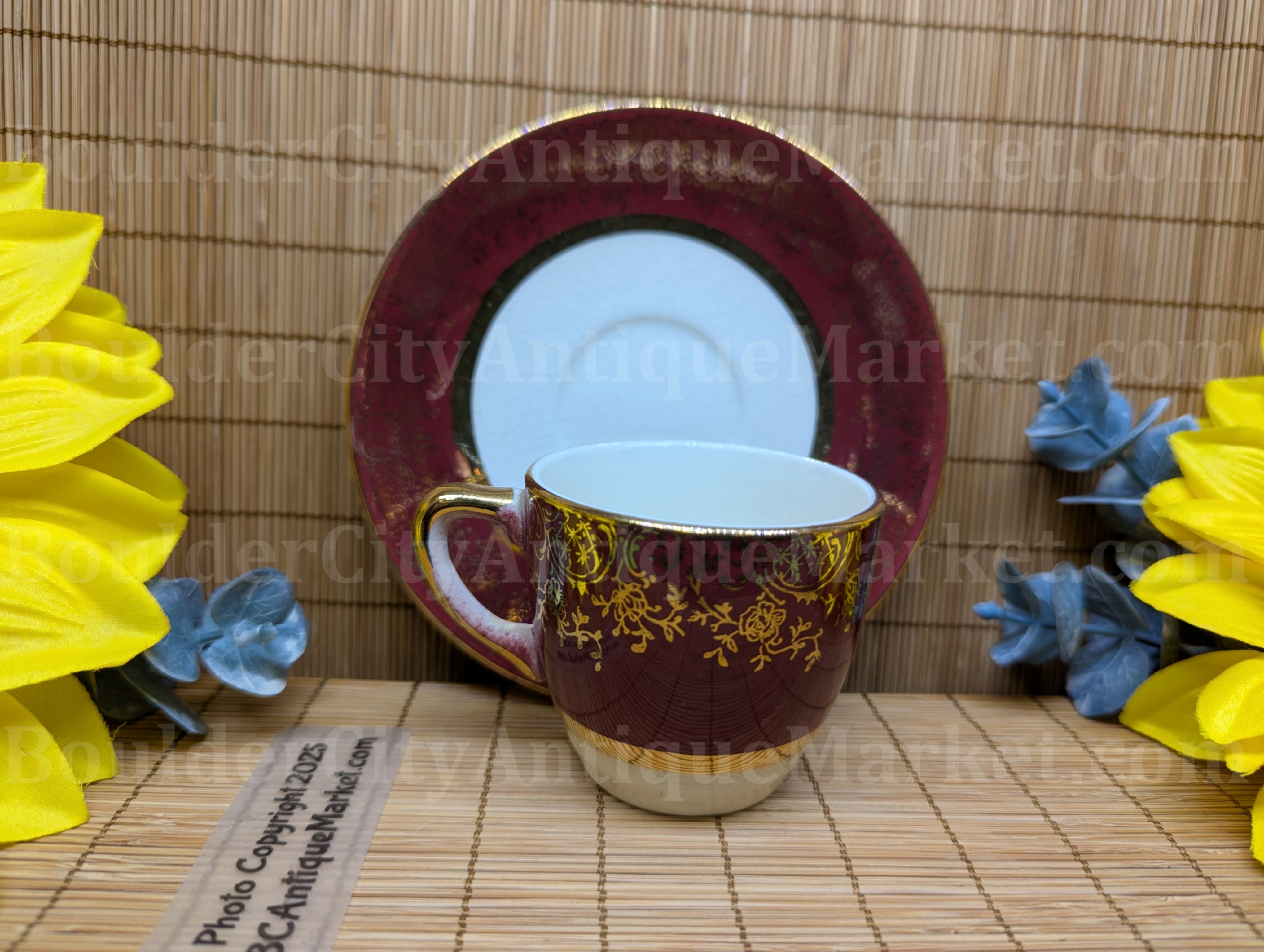 Aristocrat by Salem Red White and Gold Demitasse Cup and Saucer