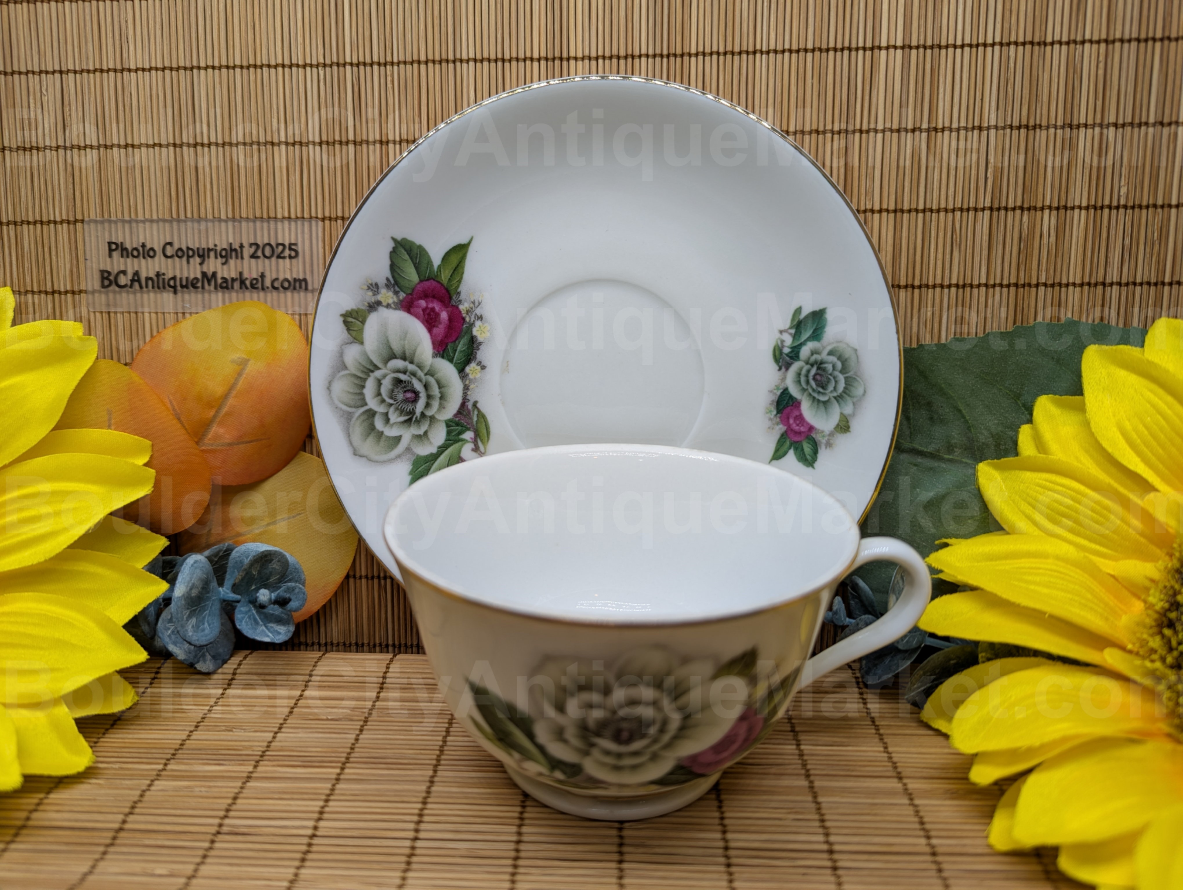 Christmas Rose Teacup and Saucer