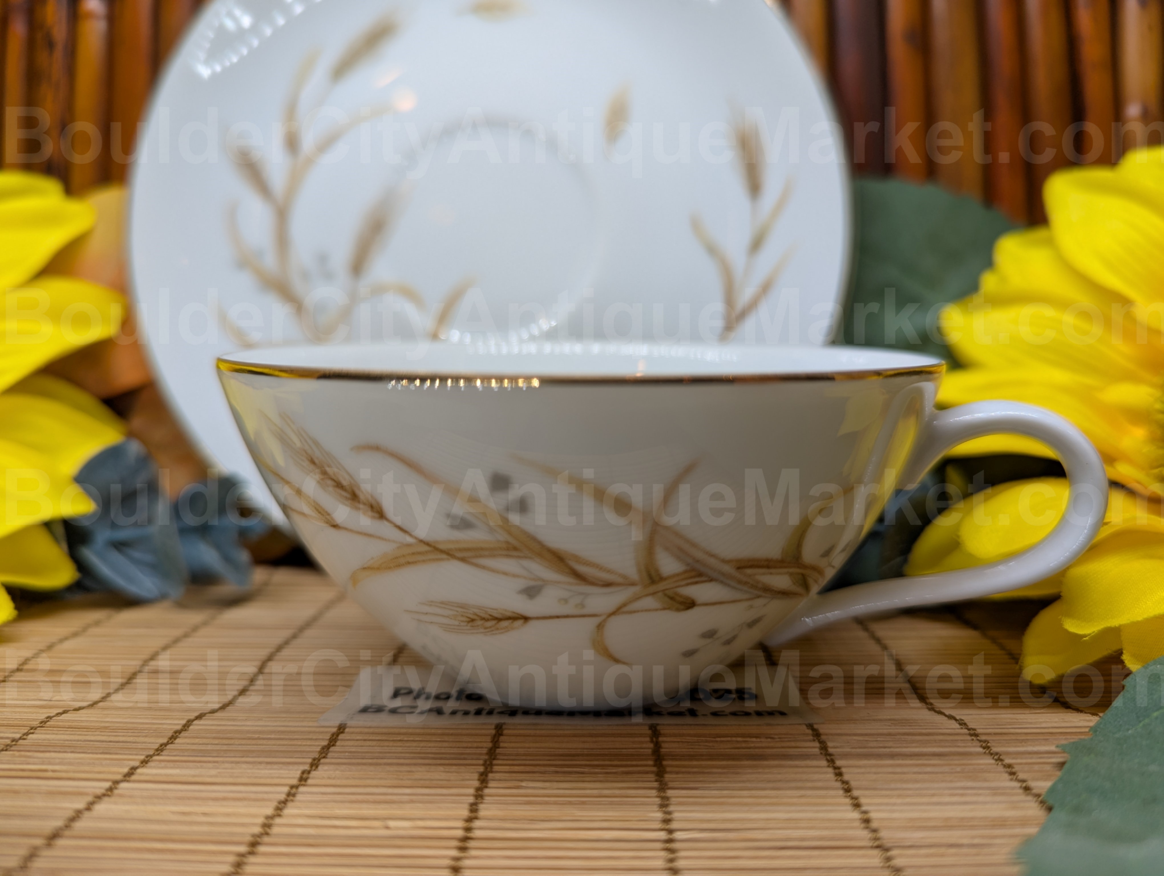 Violet Golden Wheat Teacup and Saucer