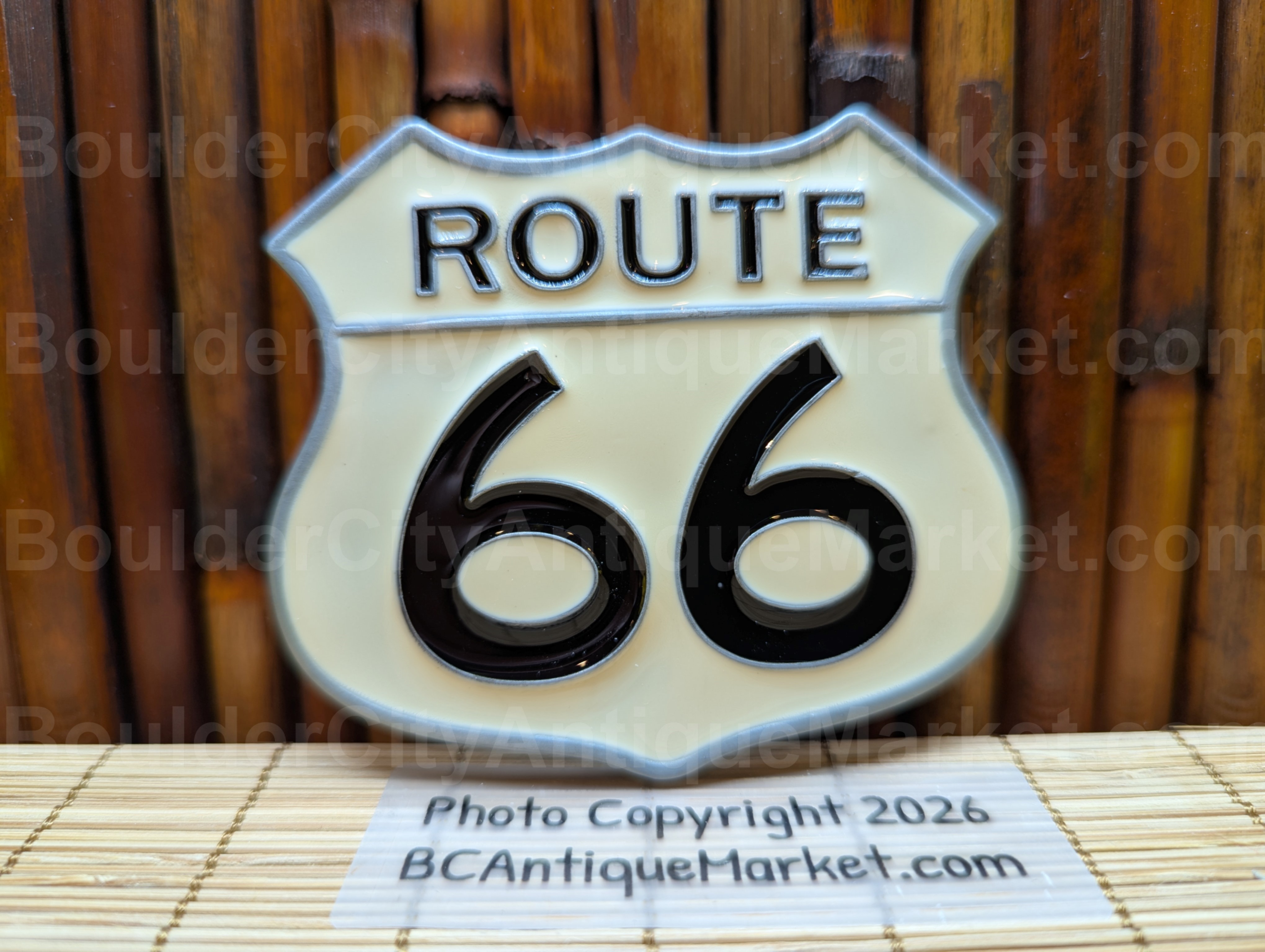Route 66 White Shield Belt Buckle