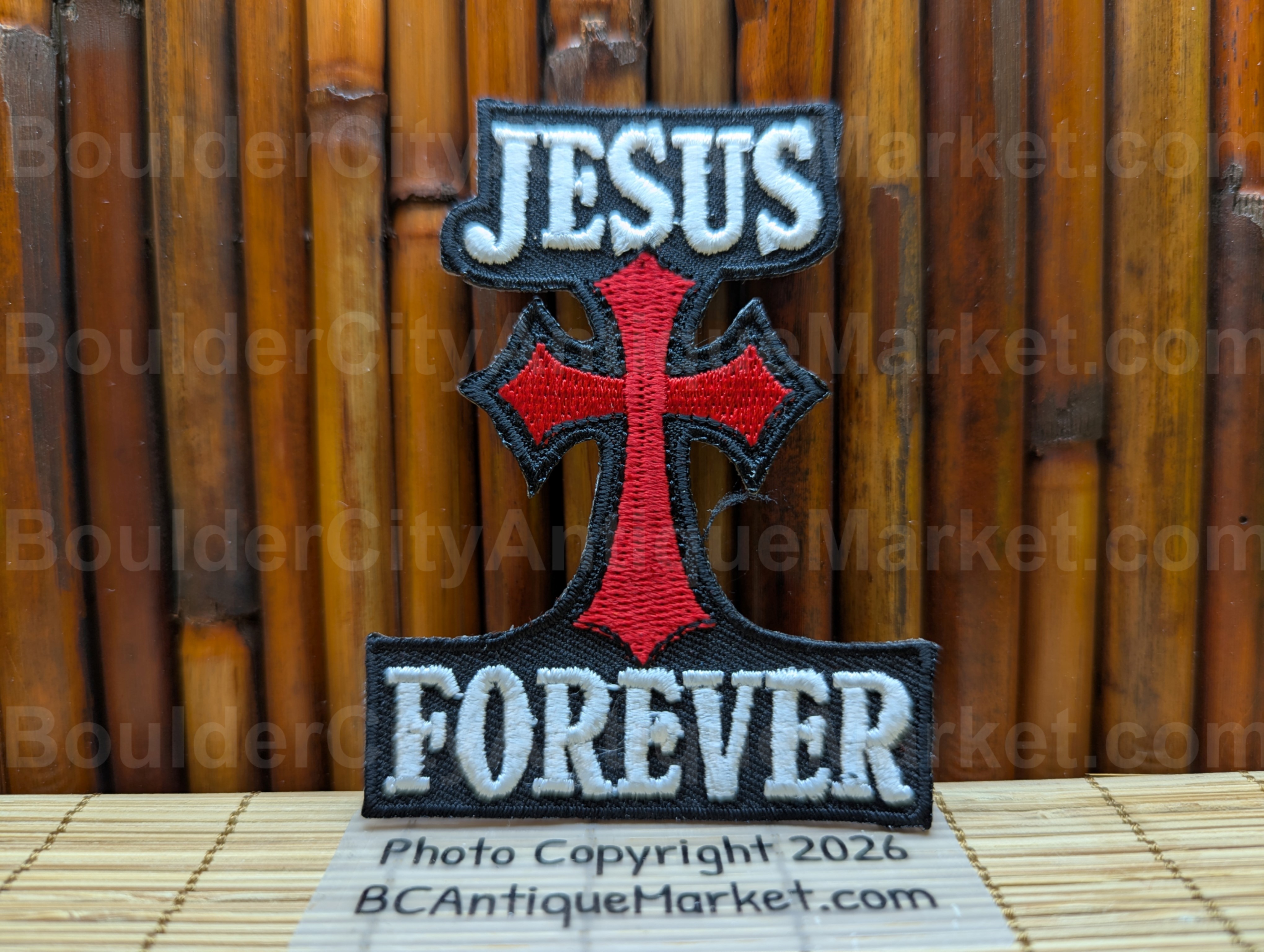 Jesus Forever Red Cross Iron On Patch