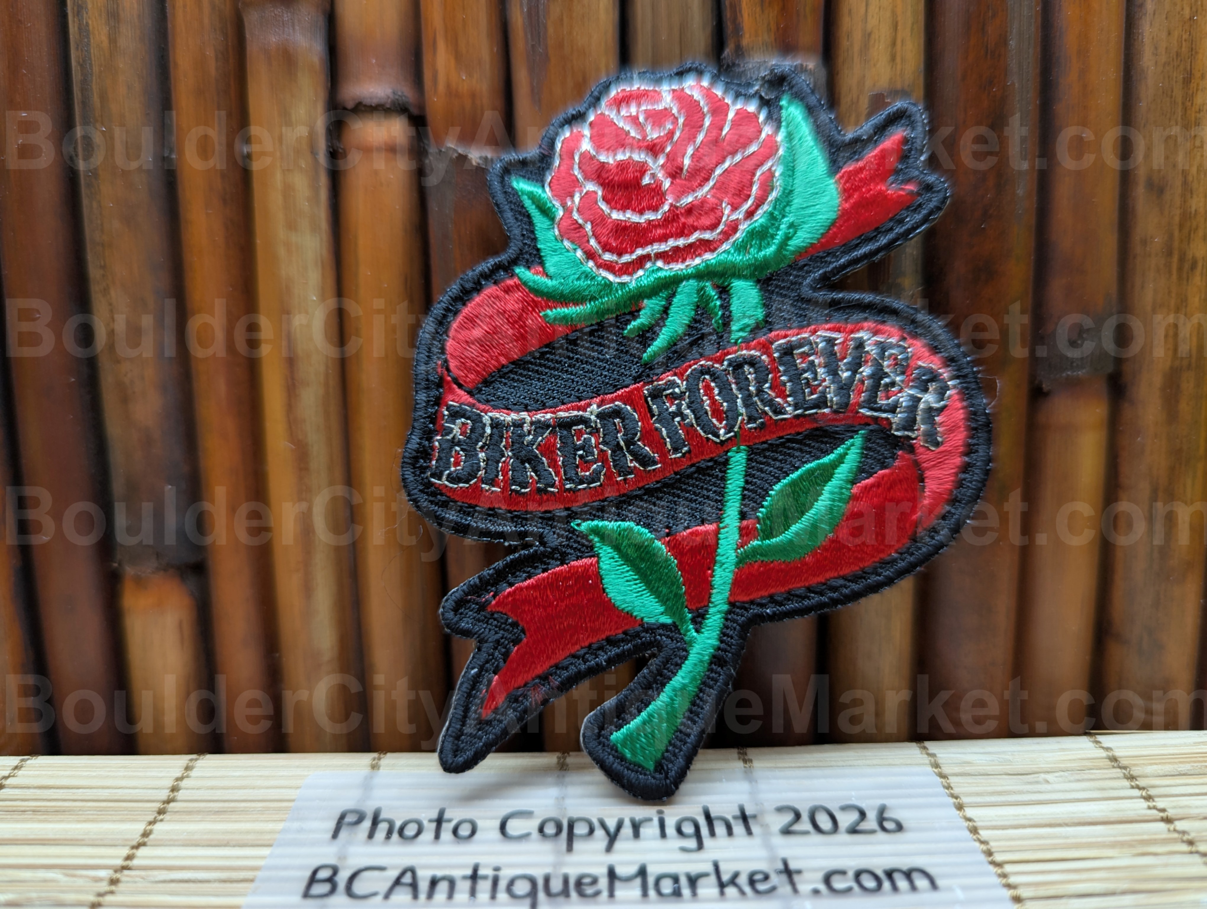 Biker Forever Rose Iron On Patch
