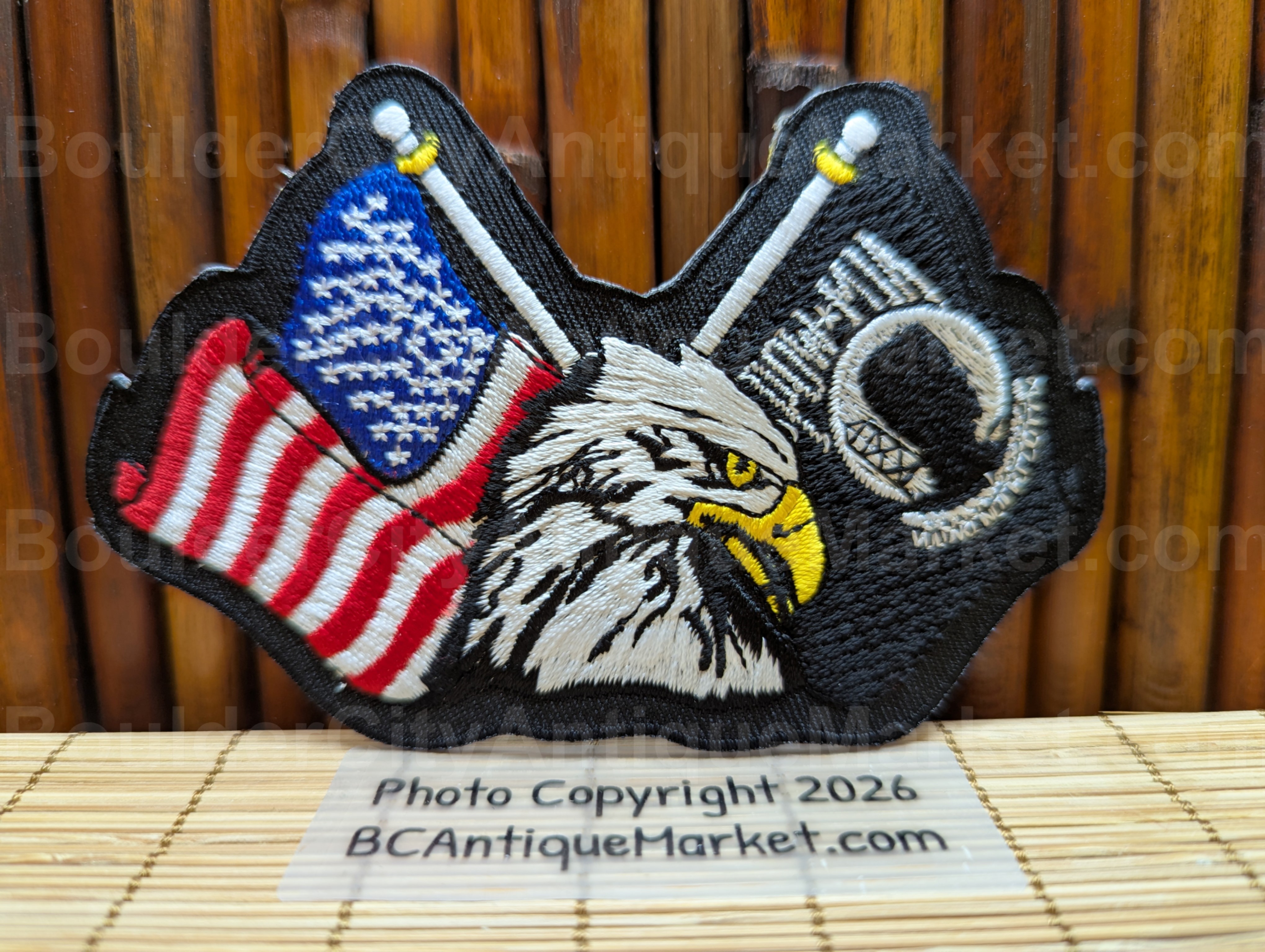 POW American Flags Eagle Iron On Patch