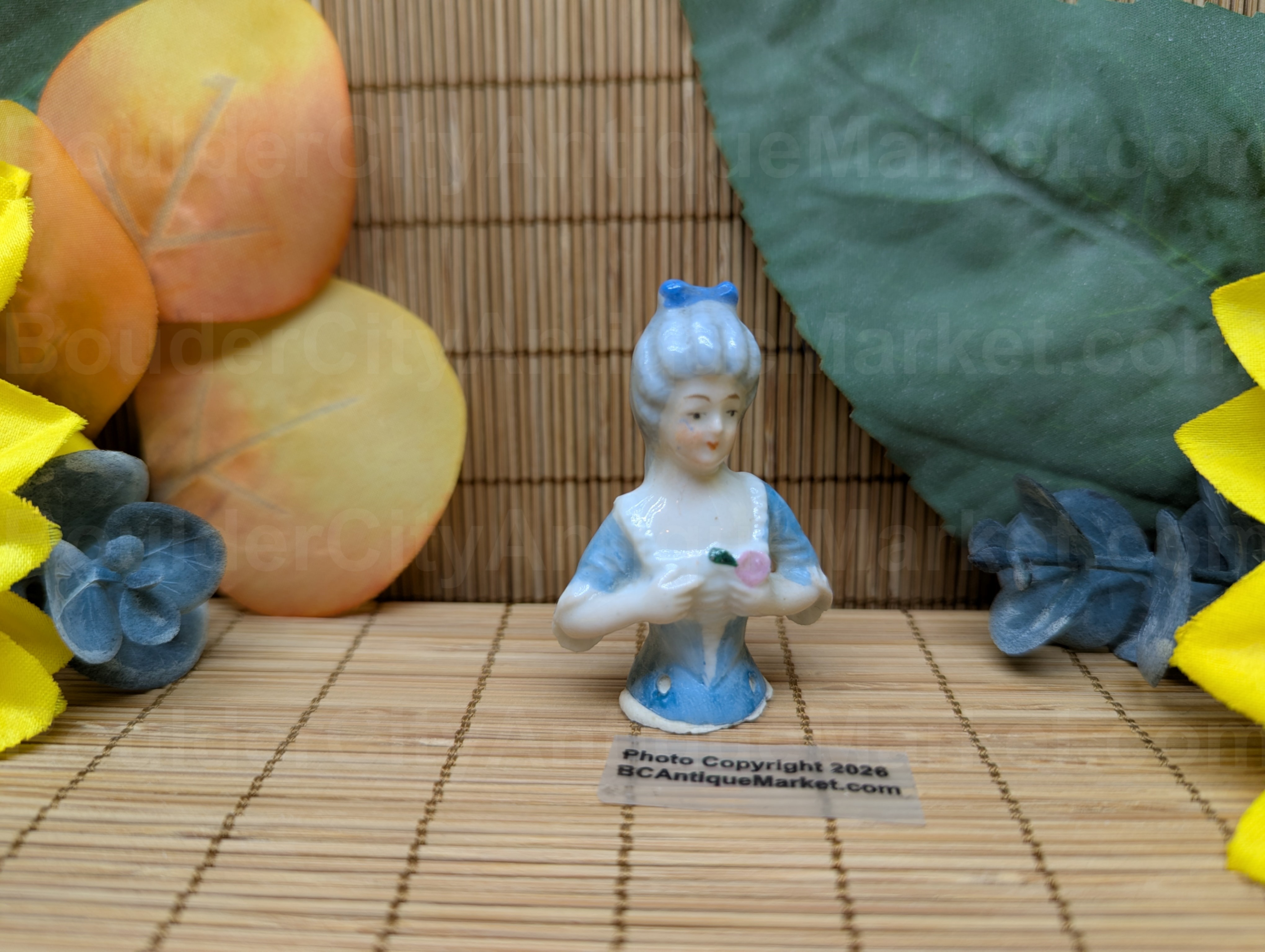 Vintage Porcelain Blue Half Doll