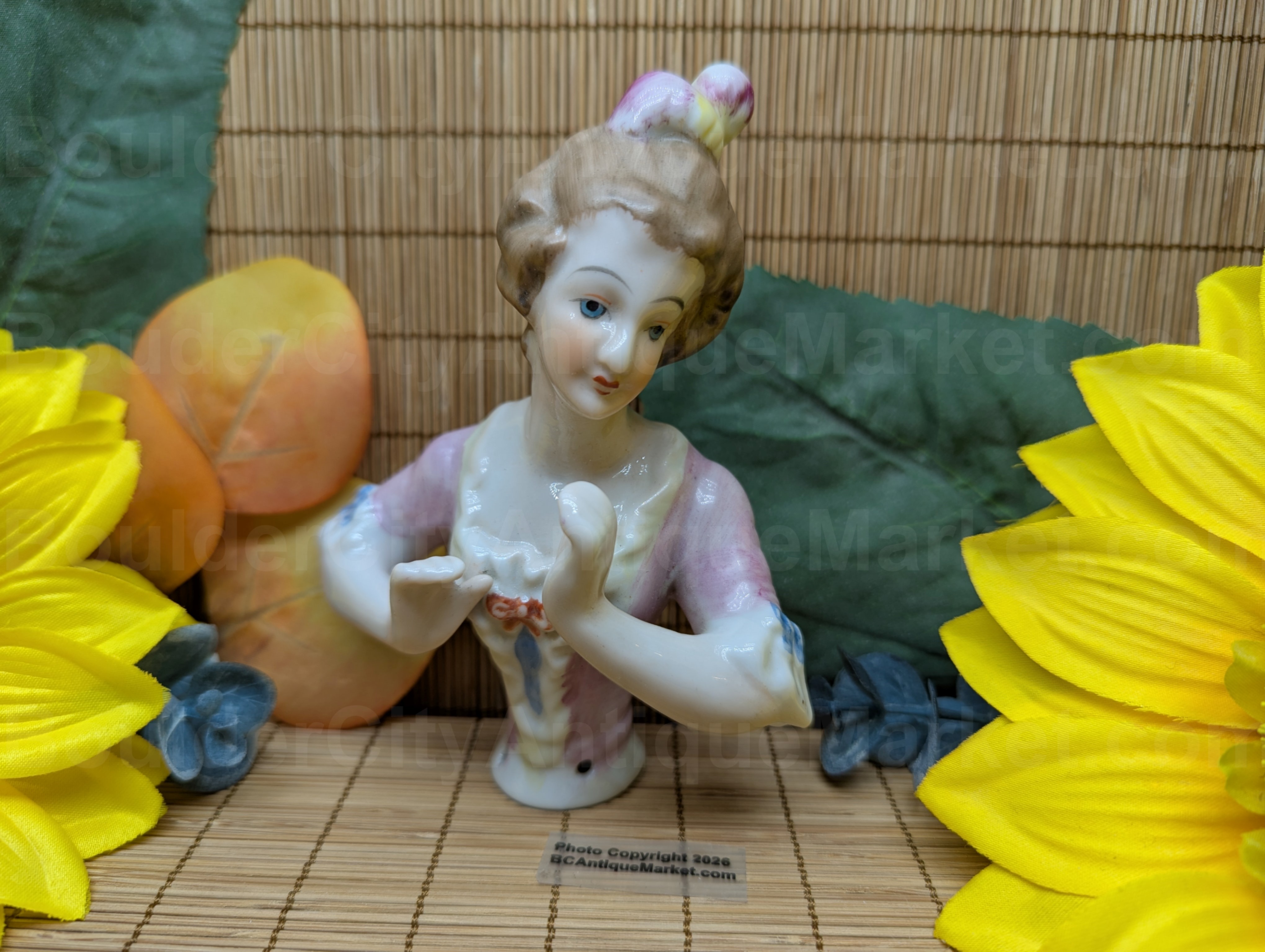 Vintage Porcelain Pink Half Doll