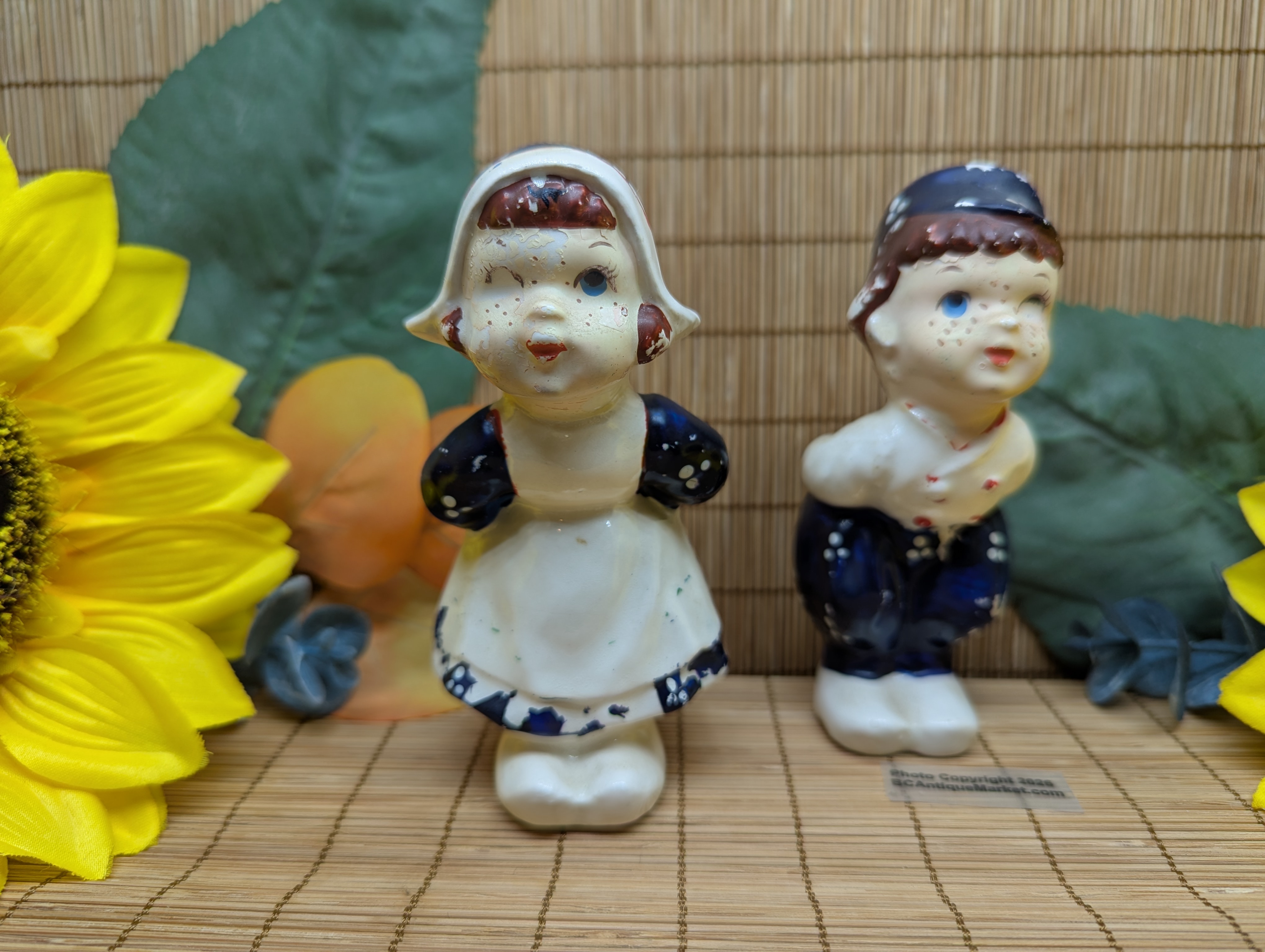 Delft Dutch Boy and Girl Antique Salt and Pepper Set - Image 3