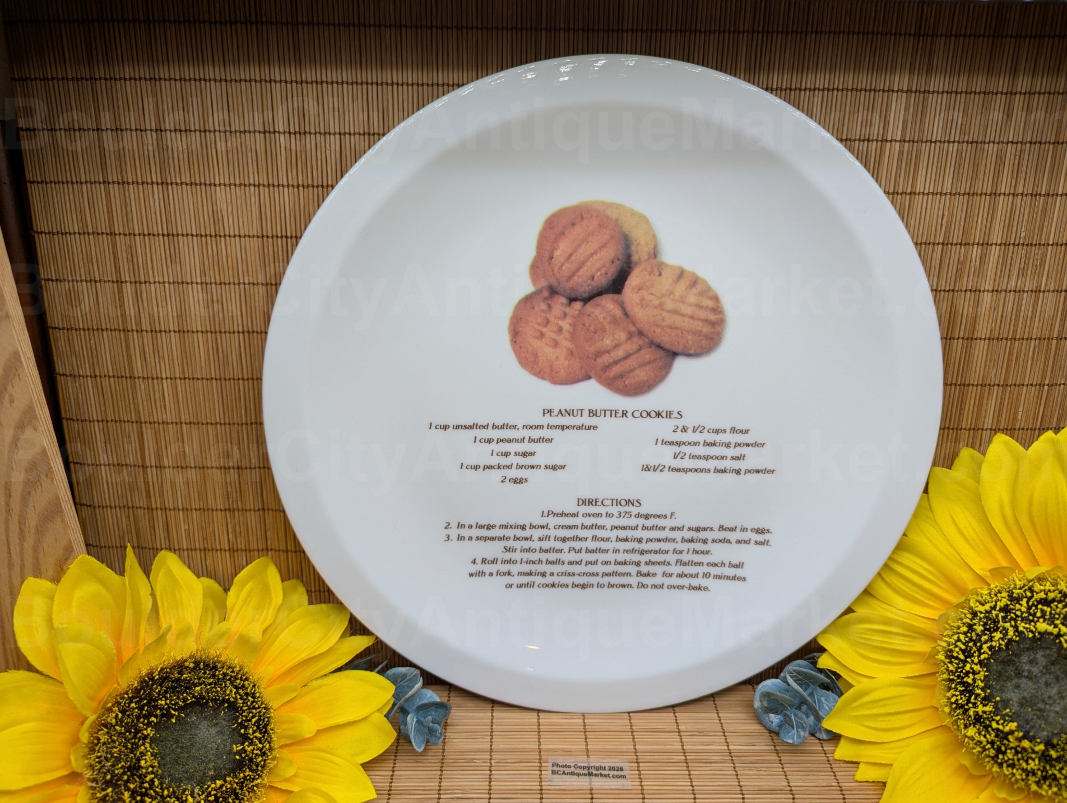 Peanut Butter Recipe 10 5/8" Cookie Plate