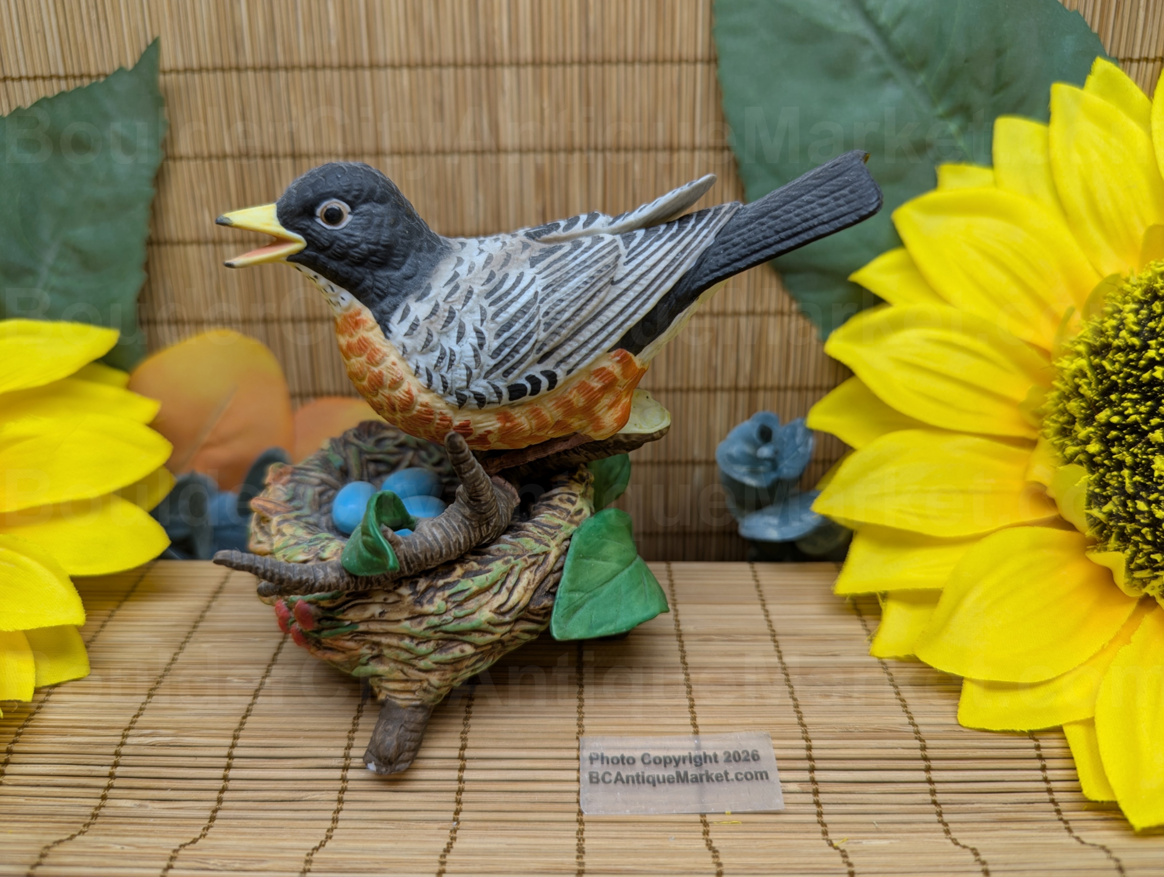 This porcelain robin figurine is from Crystal Cathedral Ministries in Garden Grove, California. It dates from sometime before 2010 when the Ministries shut down operations. Mild chips in four places, please check pictures carefully! The chips are small and could probably be easily paint touched, we just don't do that before sale as to not hide the condition.