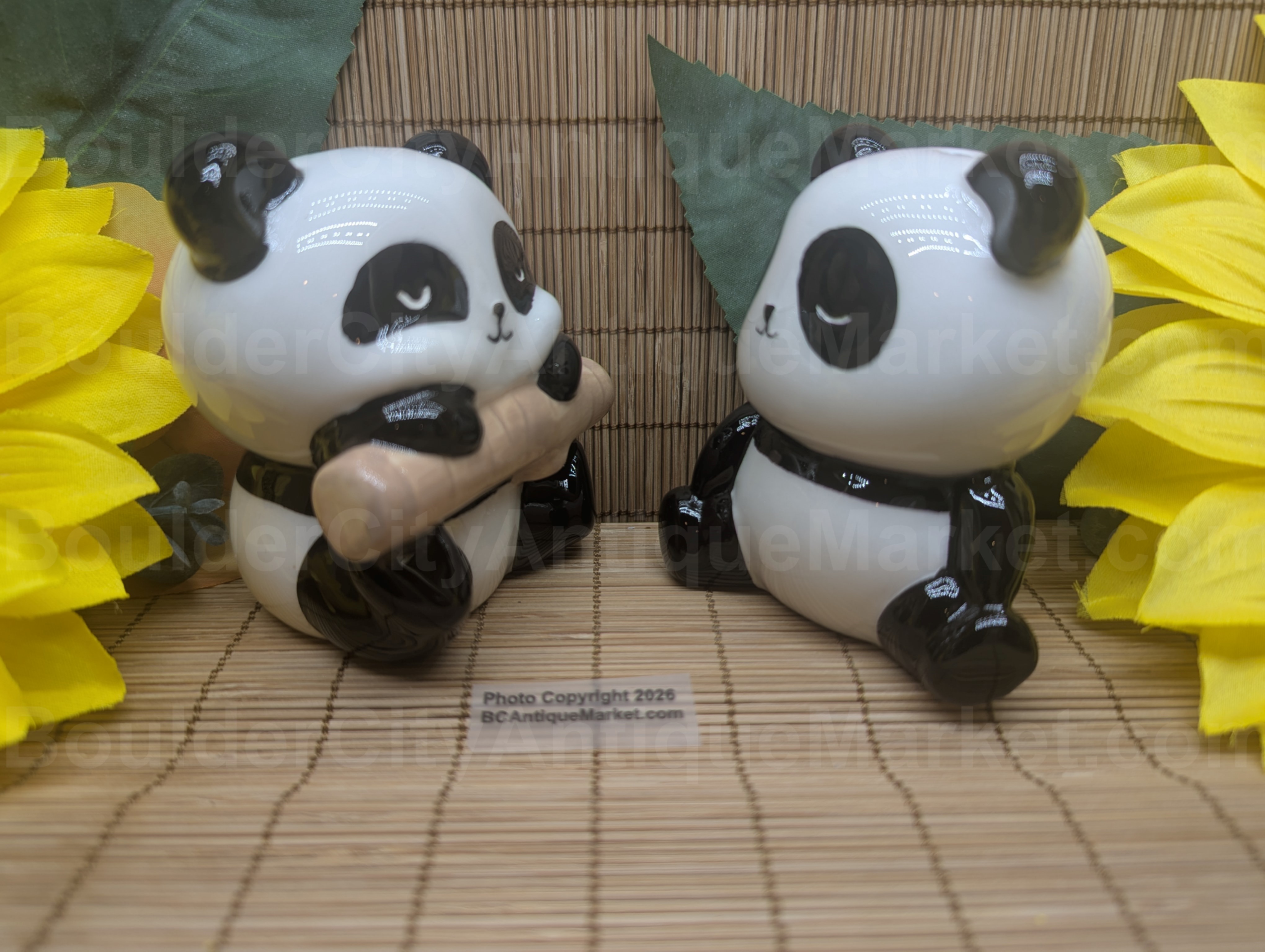 Three-inches tall, stylized panda salt and pepper shakers were discontinued in 2025. We were lucky enough to get a large order of the rest of the stock. These are brand new, and most of the pandas have a small amount of crazing noted on the finish, so please be aware.