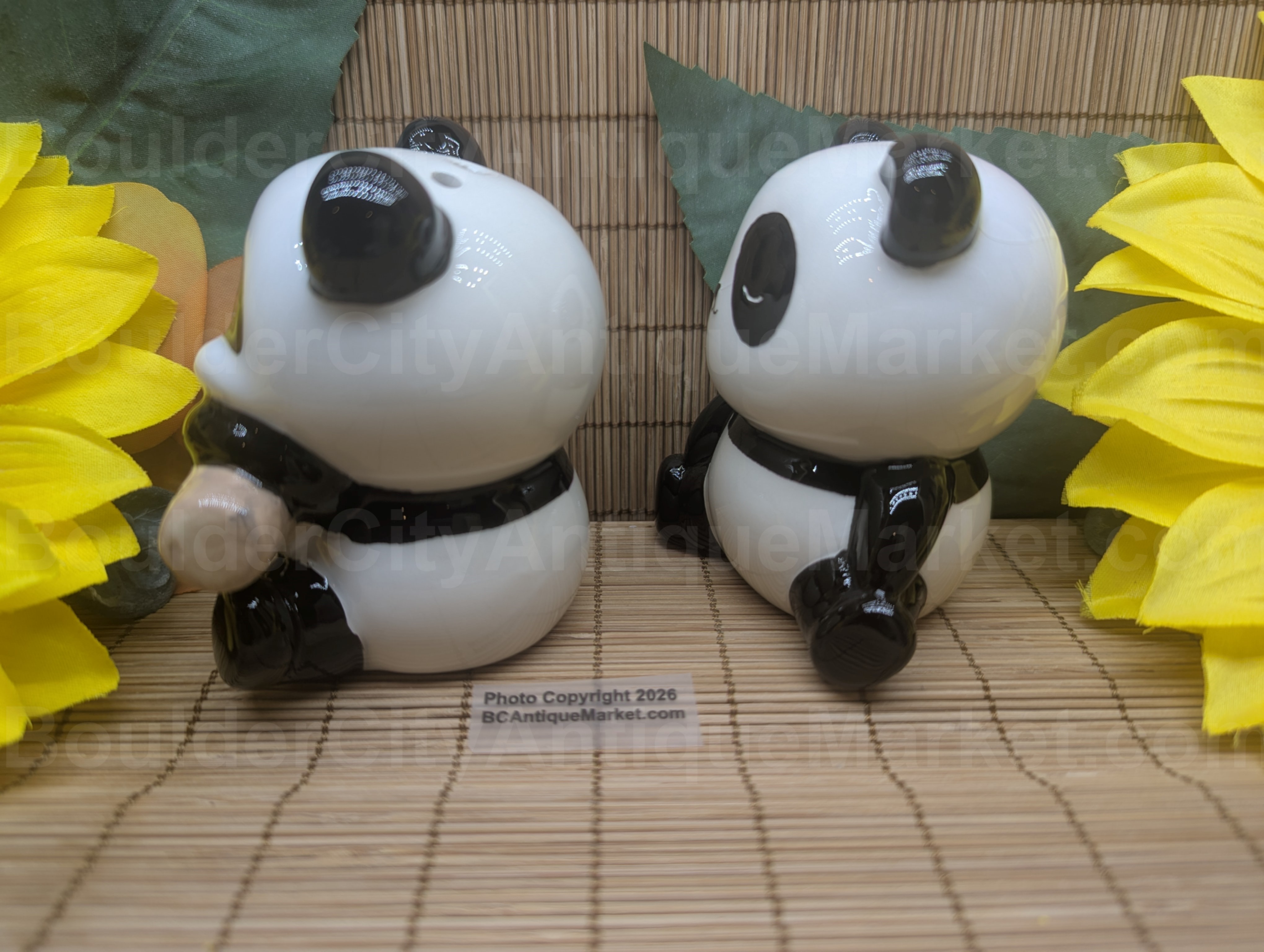 Three-inches tall, stylized panda salt and pepper shakers were discontinued in 2025. We were lucky enough to get a large order of the rest of the stock. These are brand new, and most of the pandas have a small amount of crazing noted on the finish, so please be aware.