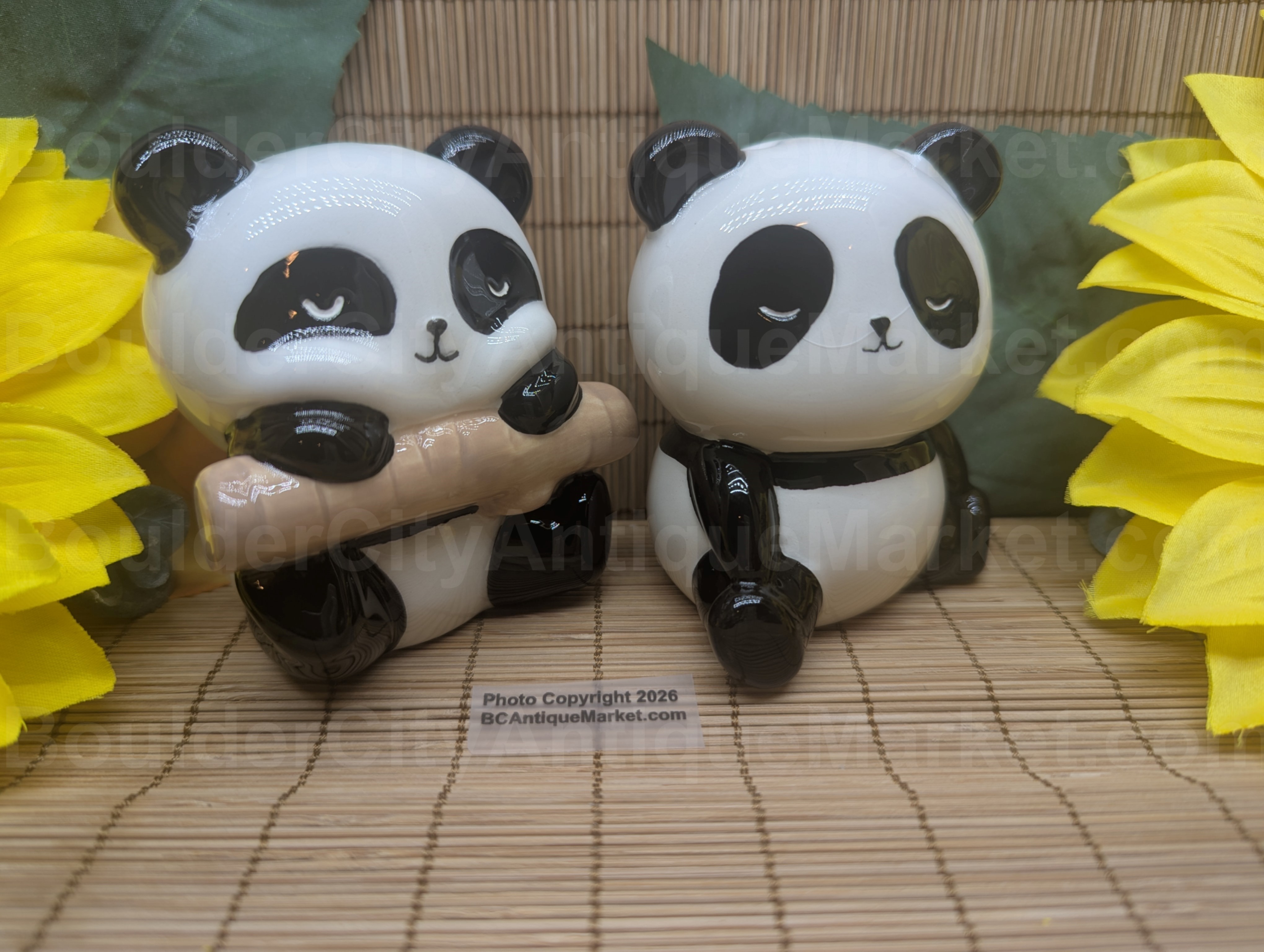 Three-inches tall, stylized panda salt and pepper shakers were discontinued in 2025. We were lucky enough to get a large order of the rest of the stock. These are brand new, and most of the pandas have a small amount of crazing noted on the finish, so please be aware.