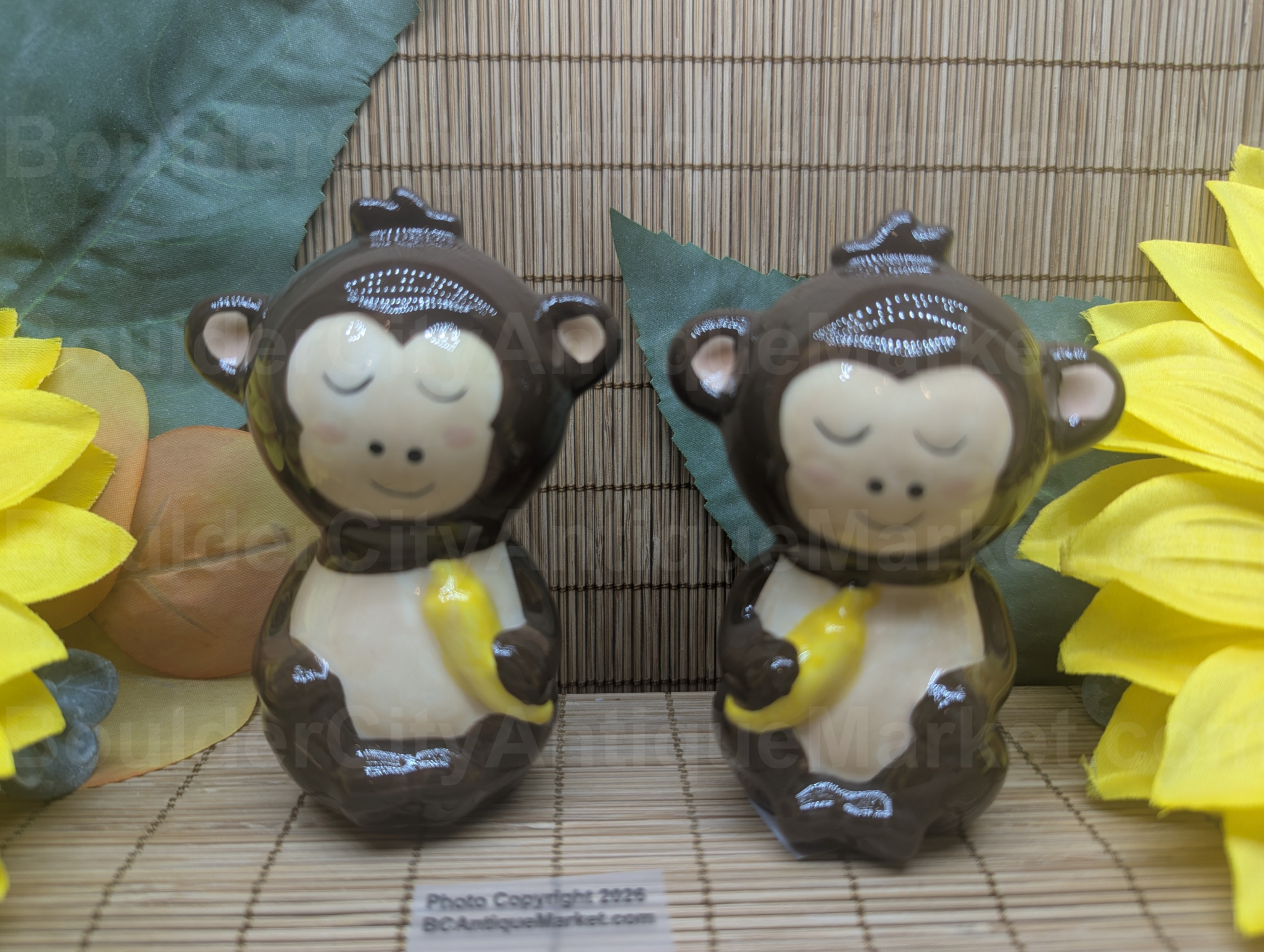 Each monkey in this set has its own banana held in the opposite arm, stands 3.5 inches tall, and is brand new.