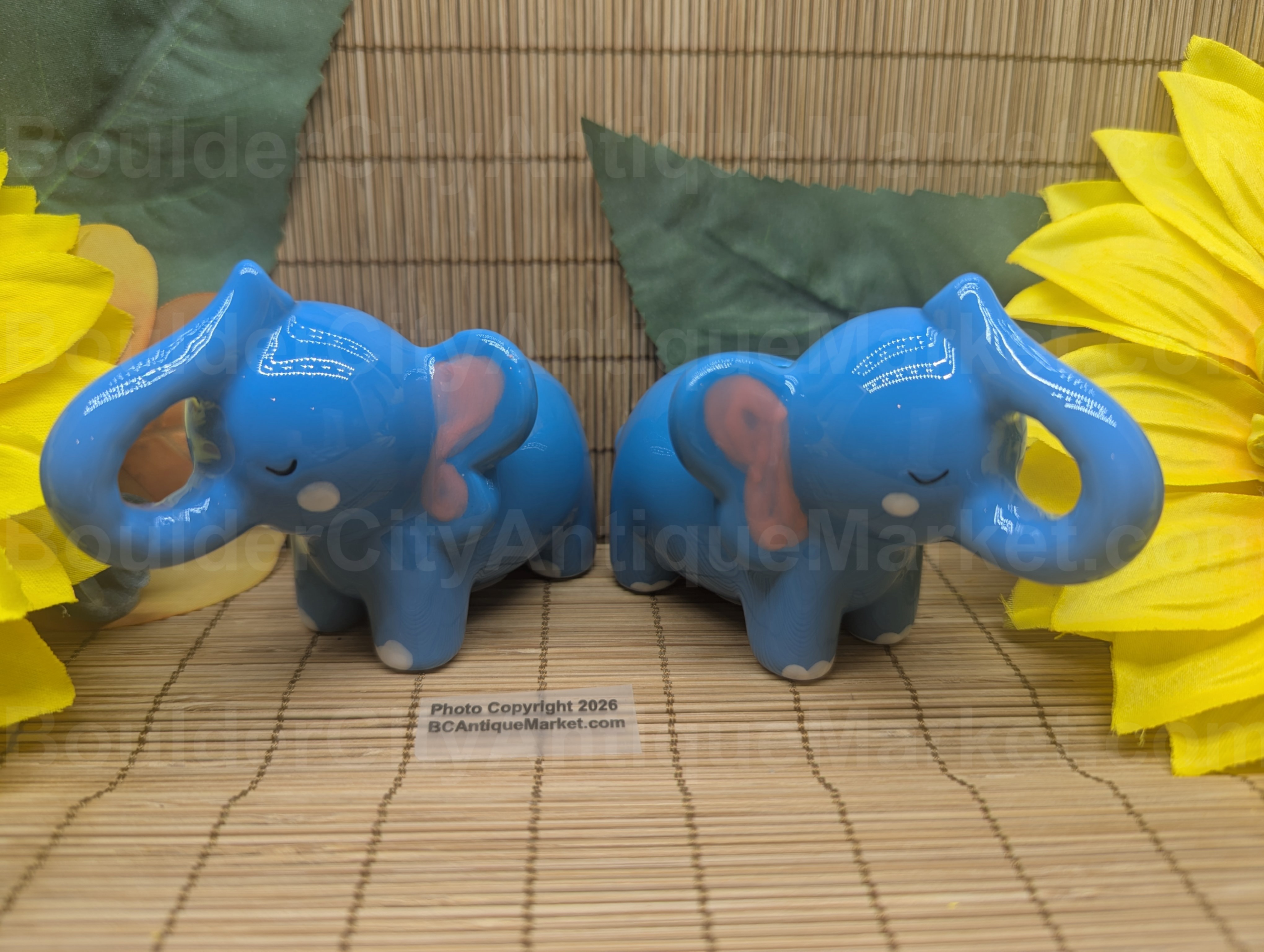 Blue elephants stand 3.75 inches tall and are a new set of salt and pepper shakers.