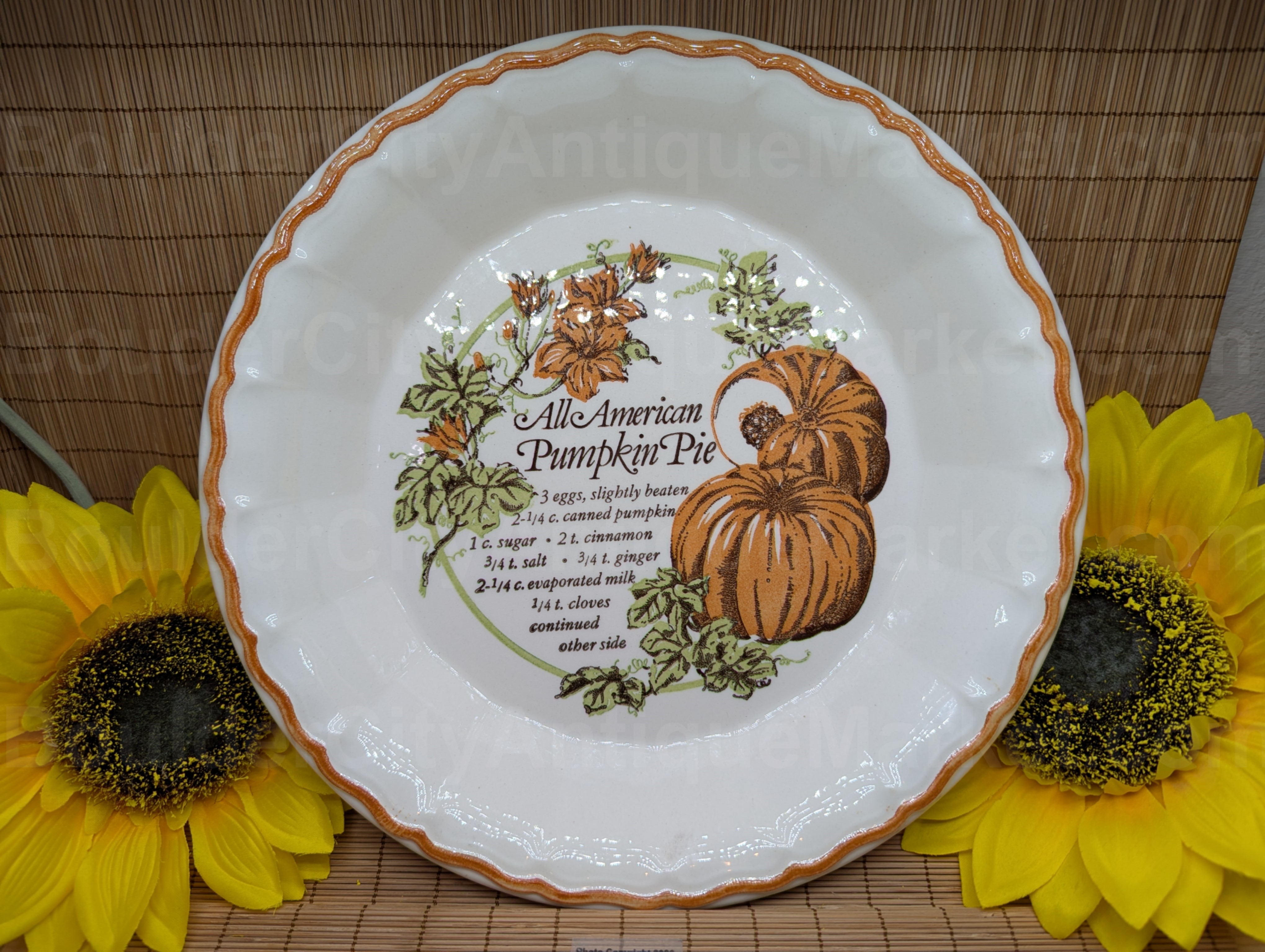 All American Pumpkin Pie Recipe Dish by Royal China