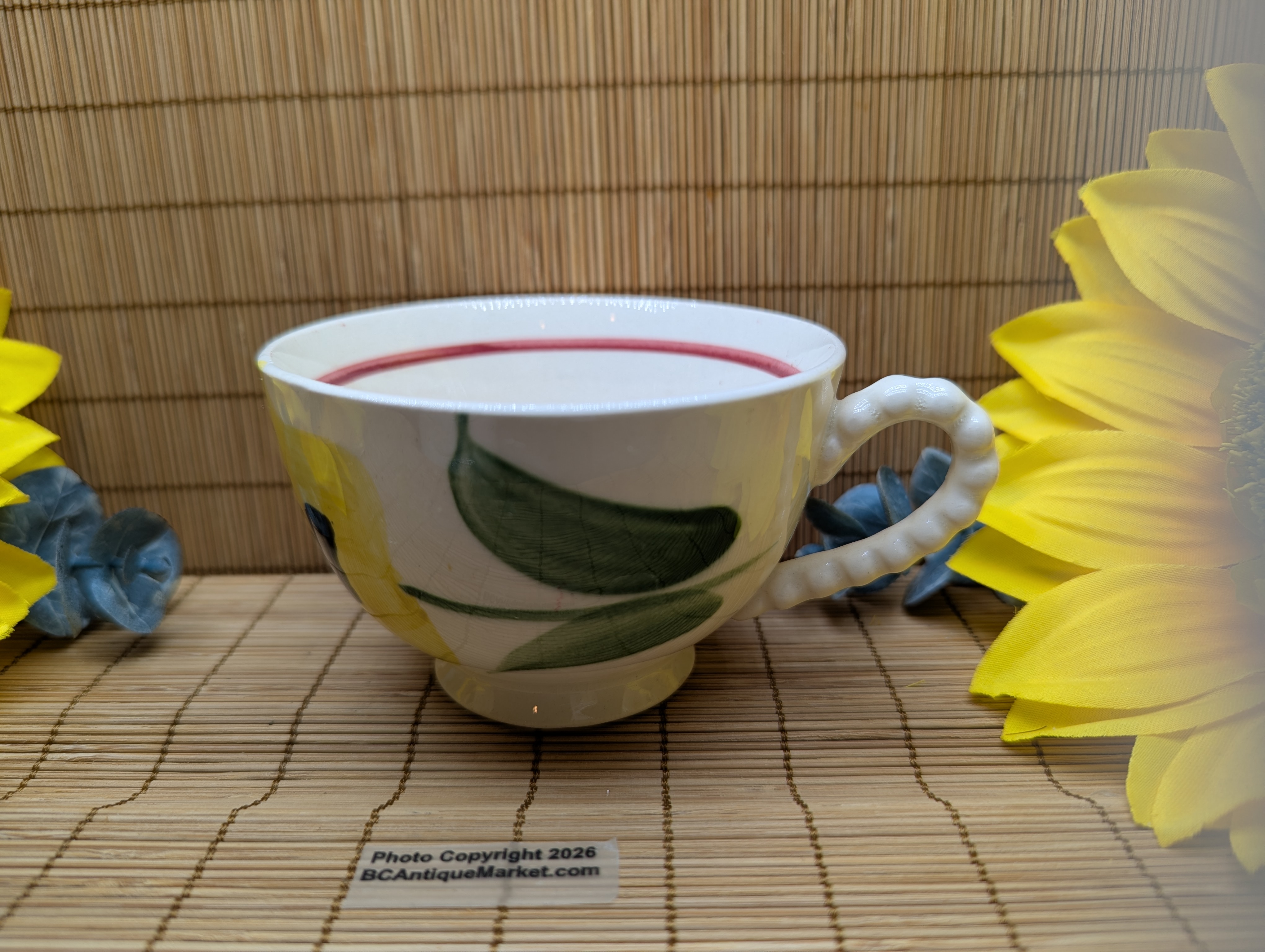 Sungold Cup with Bead Handle Blue Ridge Pottery