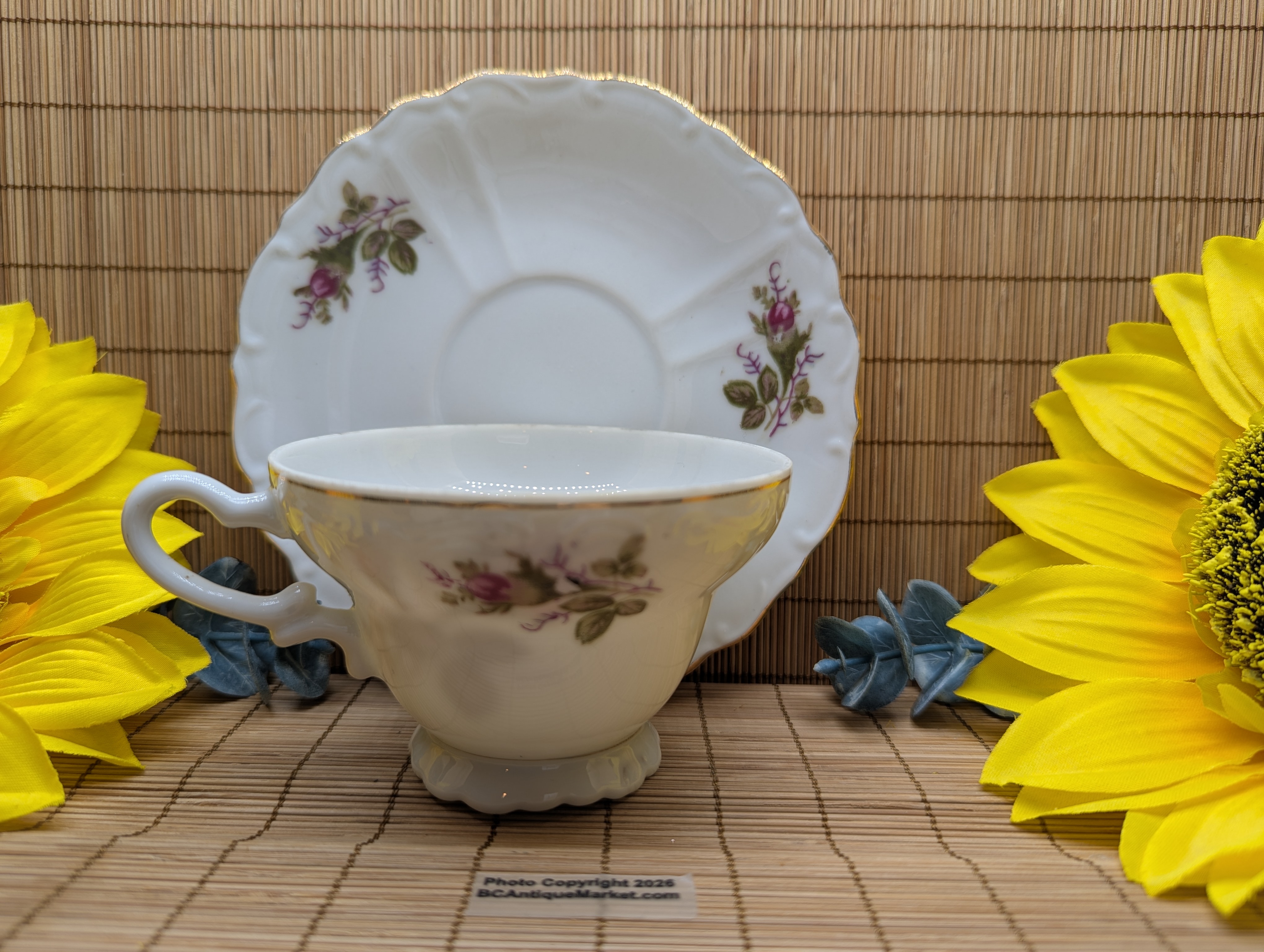 Moss Rose Teacup and Saucer, Japan 1960s