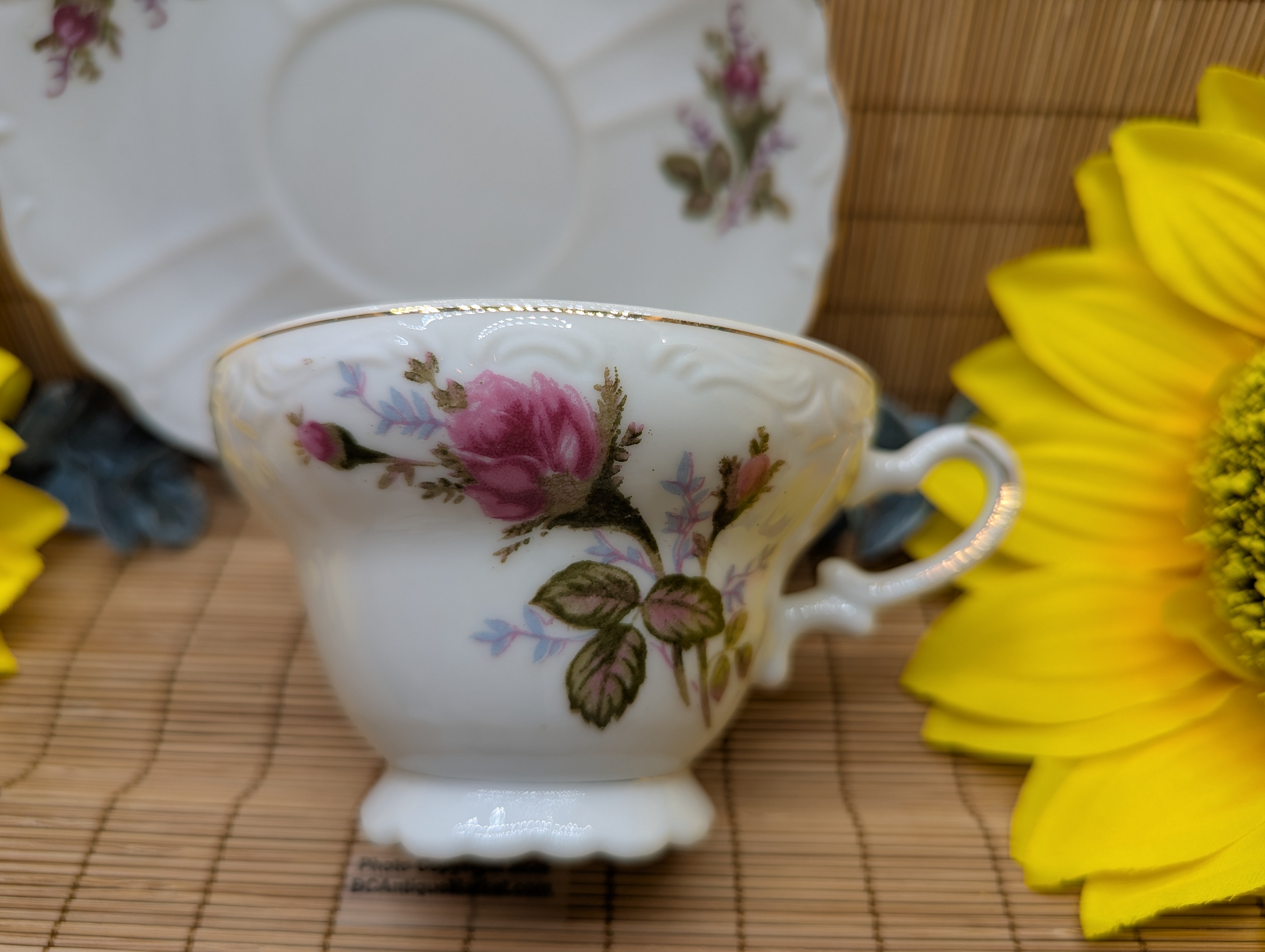 Moss Rose Teacup and Saucer, Japan 1960s
