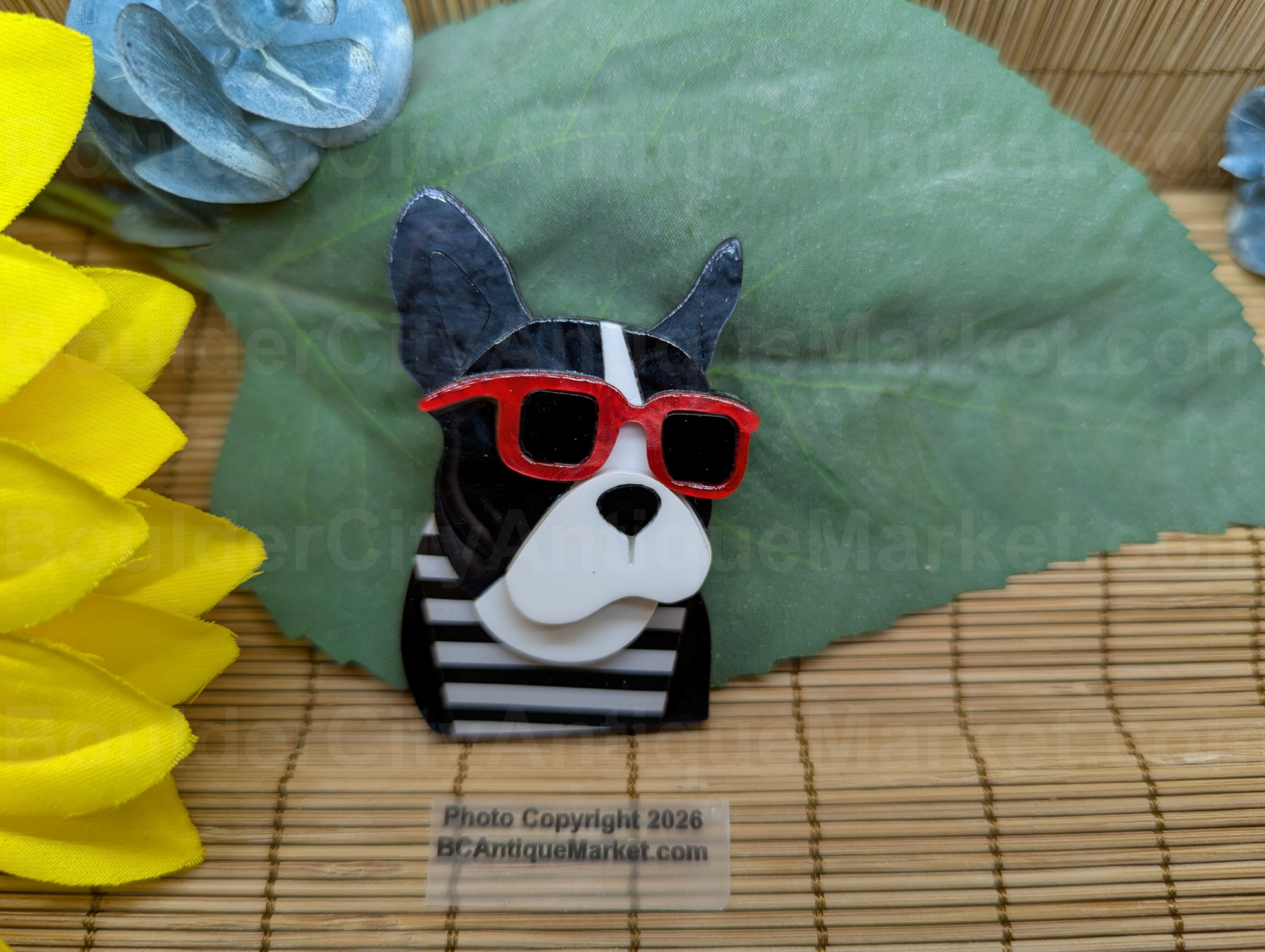 Boston Terrier In Sunglasses Acrylic Brooch