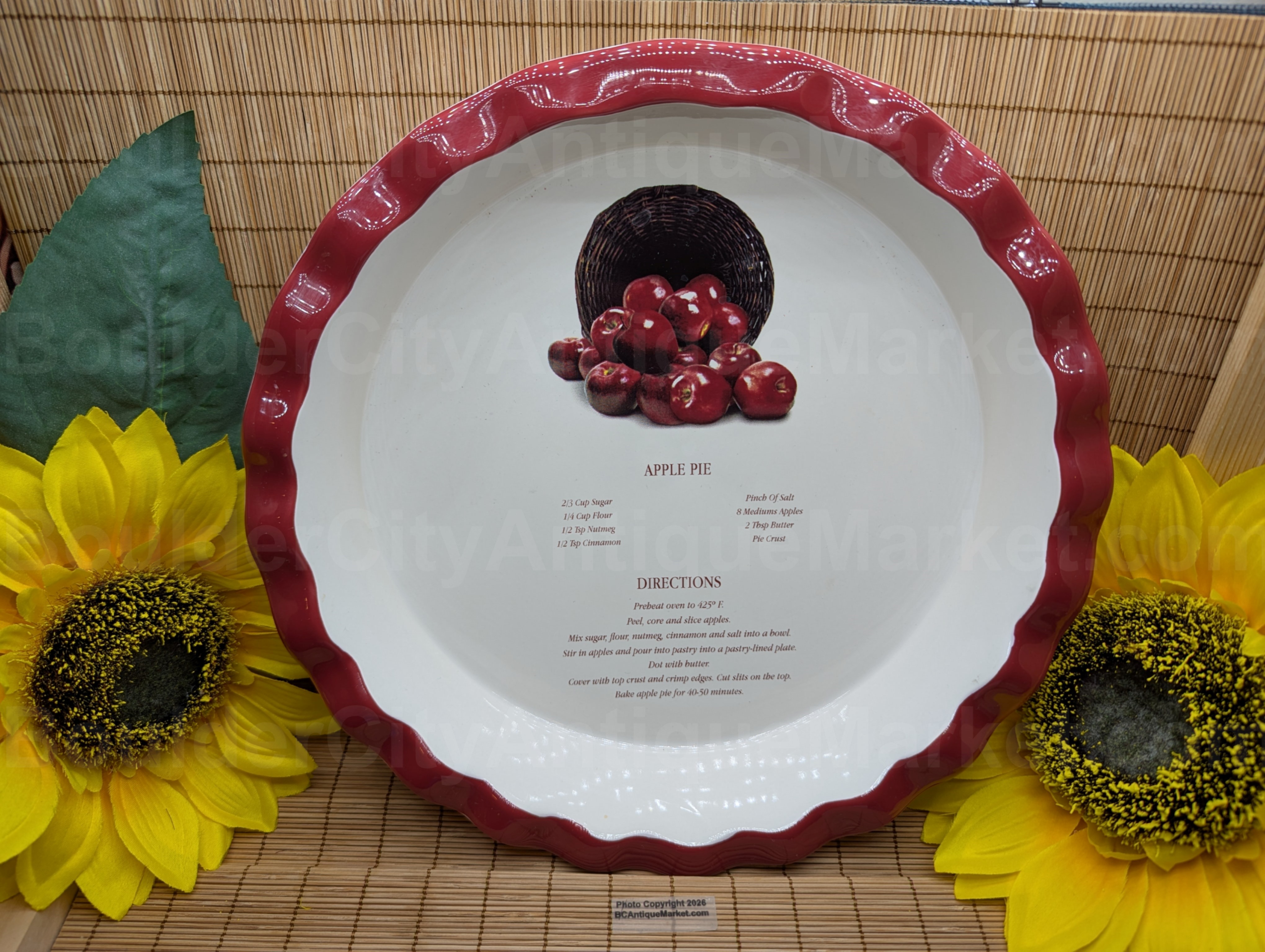 Apple Pie Plate Basket Weave With Red Lip