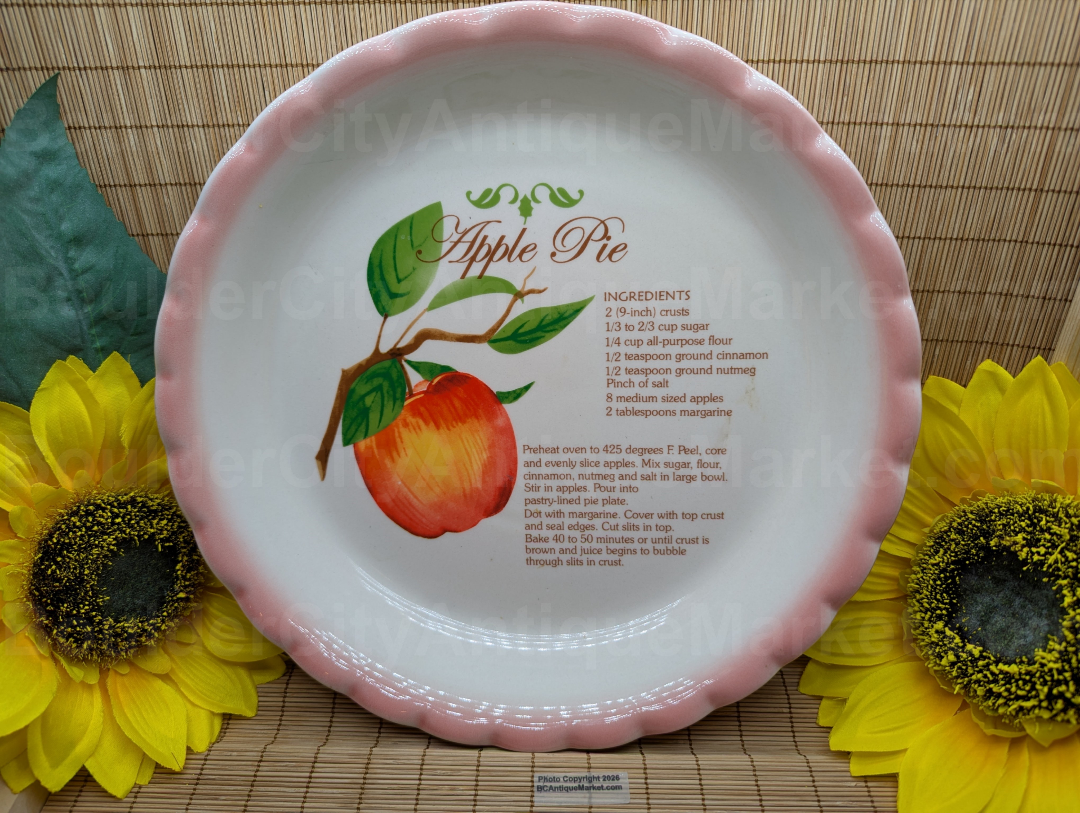 Apple Pie Recipe Dish Pink Rim