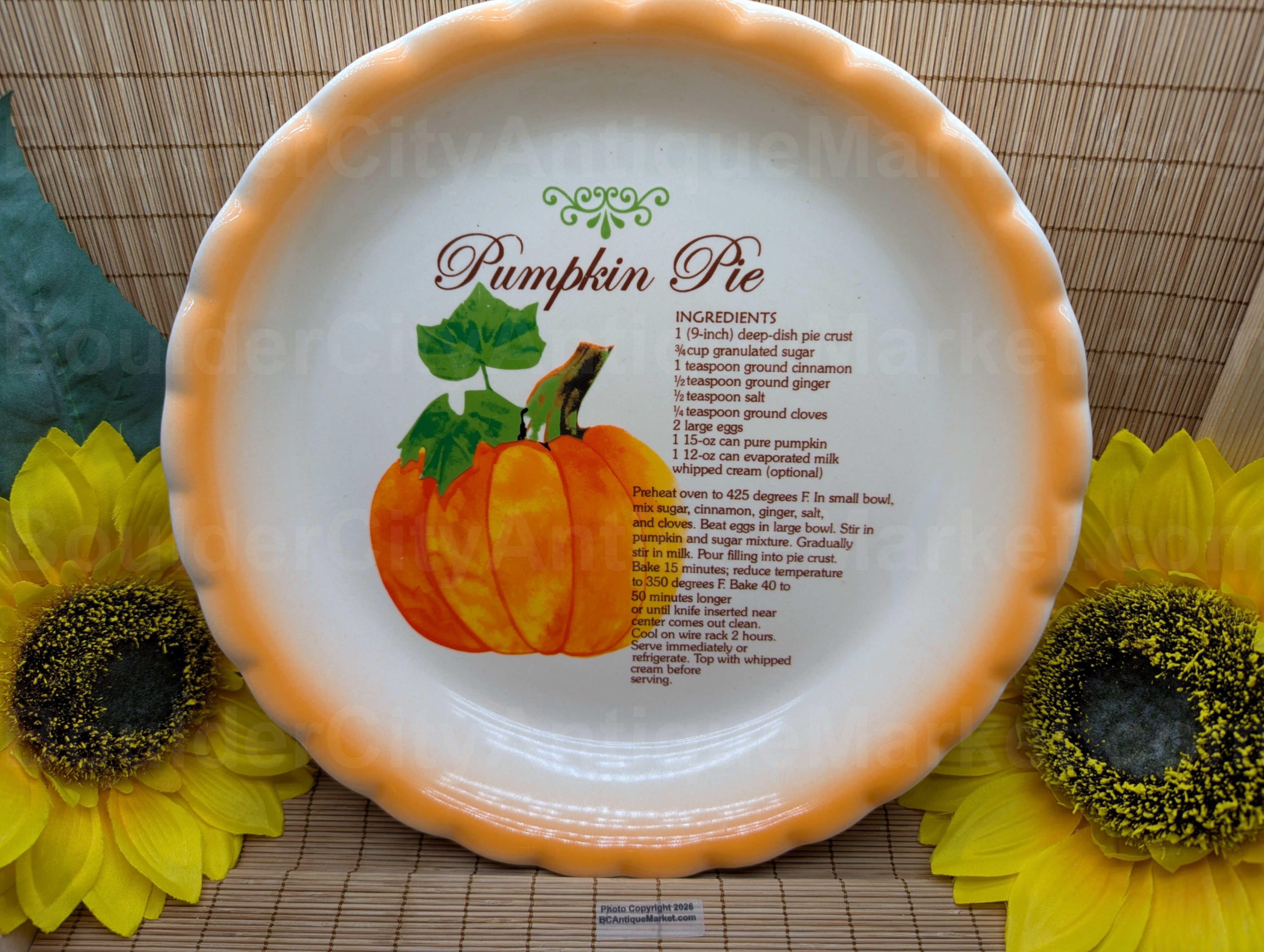 Pumpkin Pie Recipe Dish Orange Rim