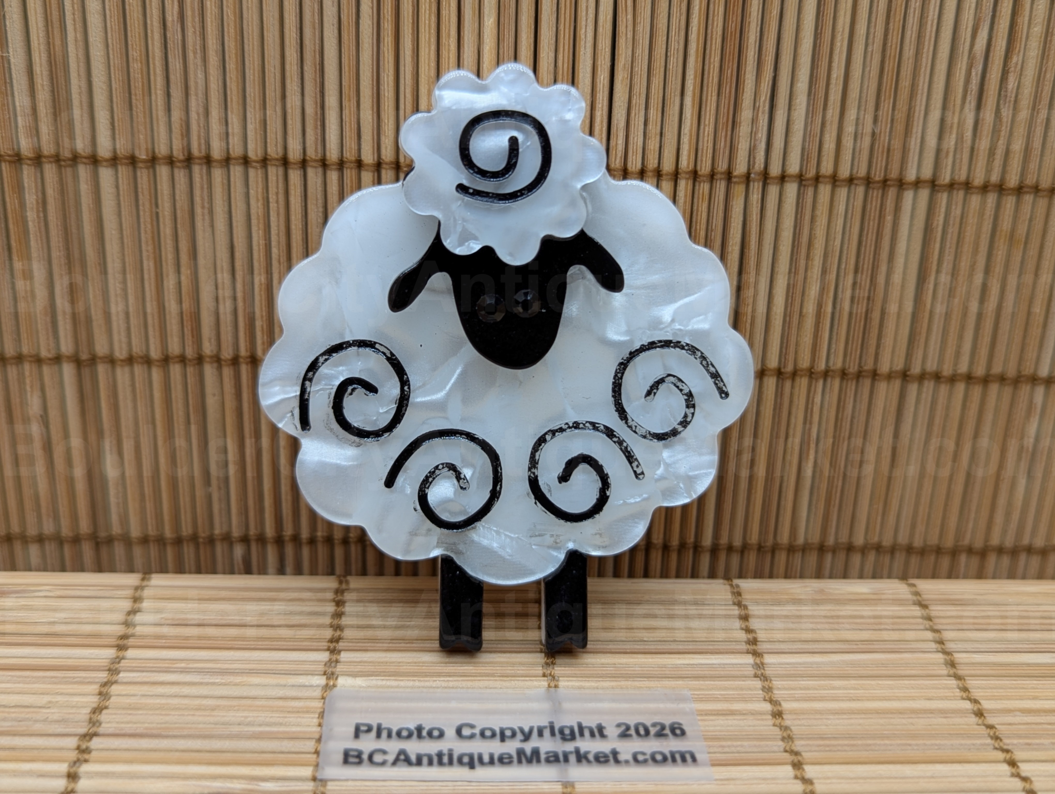 Black and White Sheep Acrylic Brooch