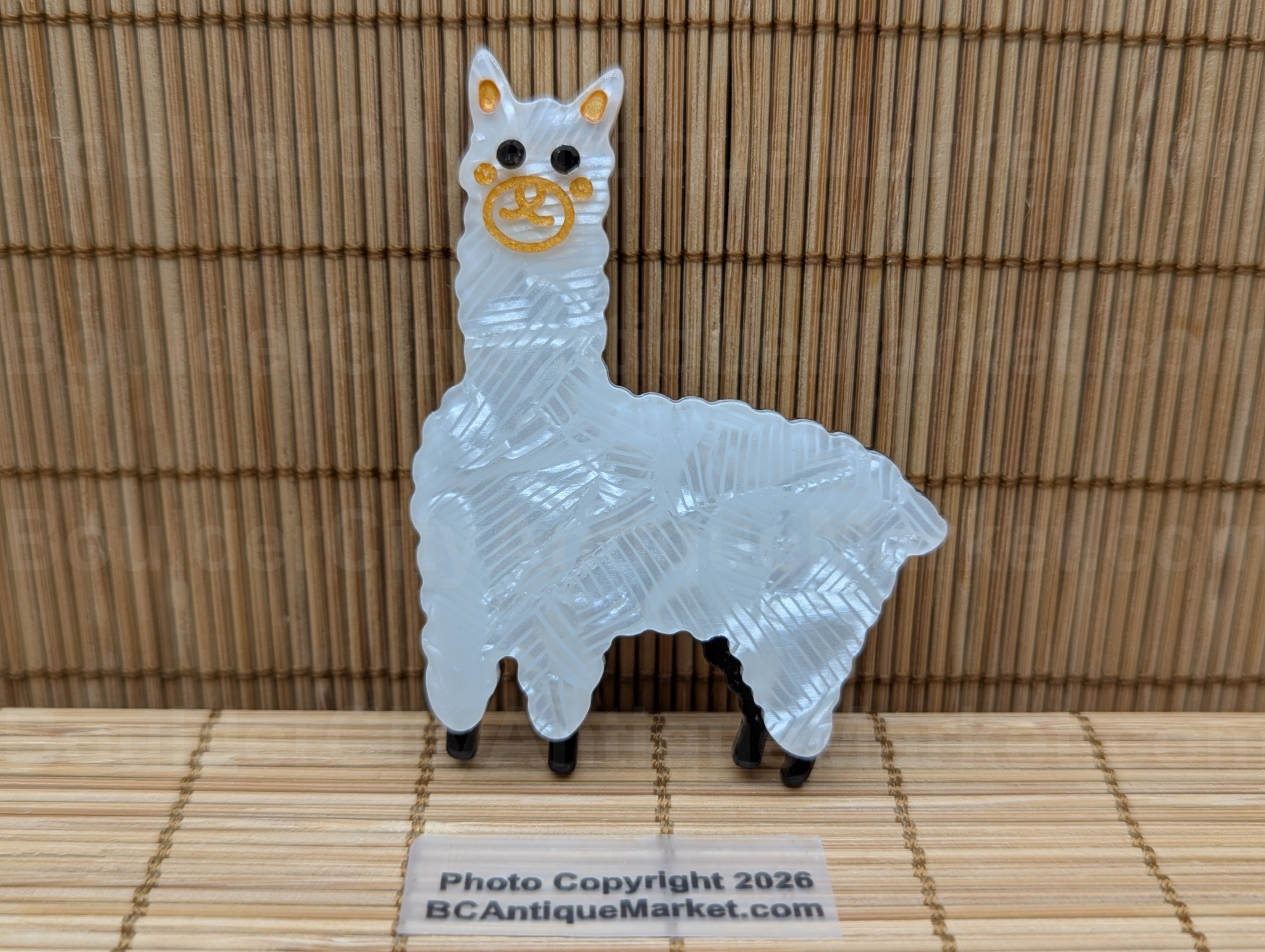 Llama White Acrylic Brooch 816
