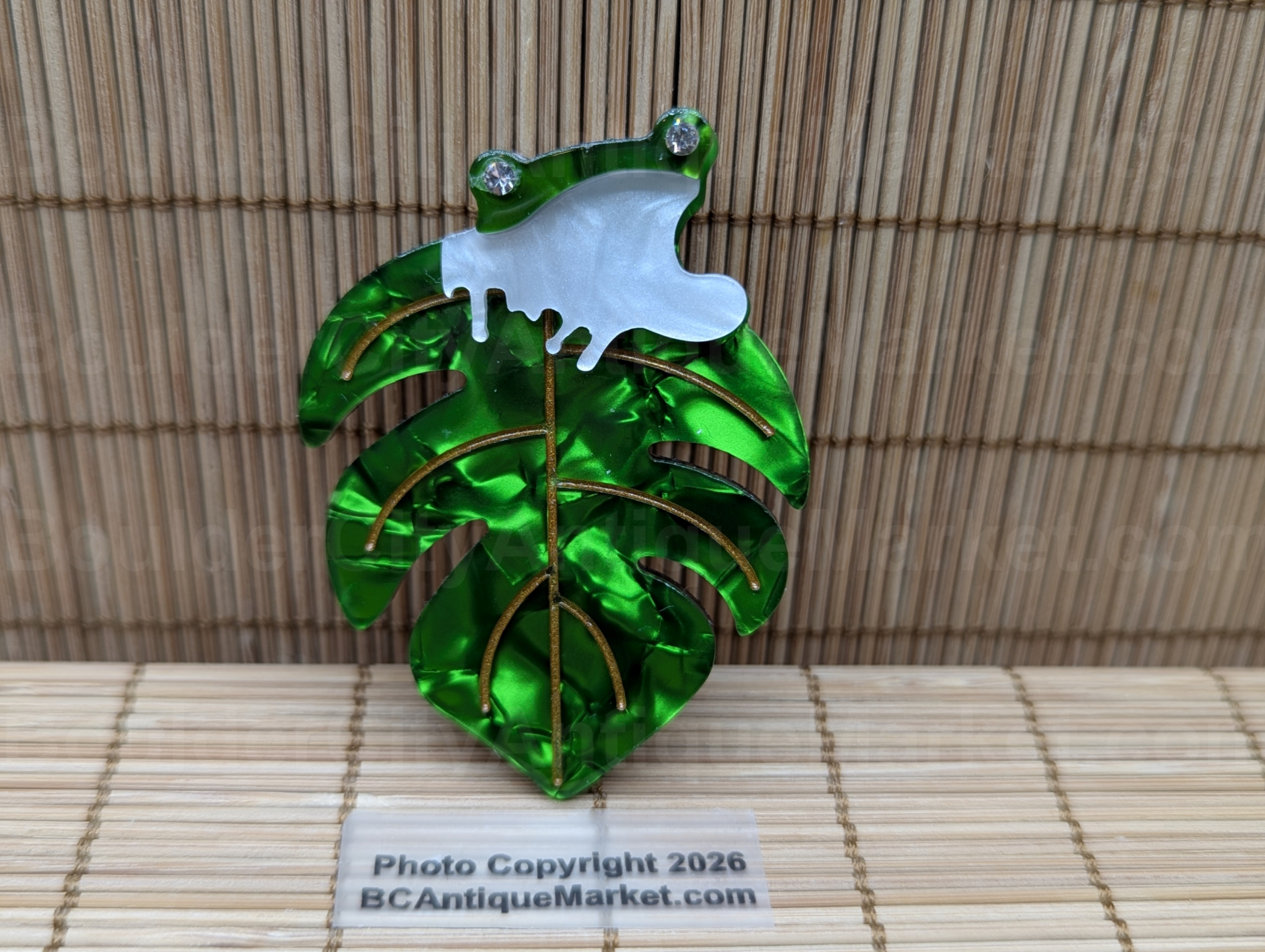 Frog On Monstera Leaf Acrylic Brooch 813