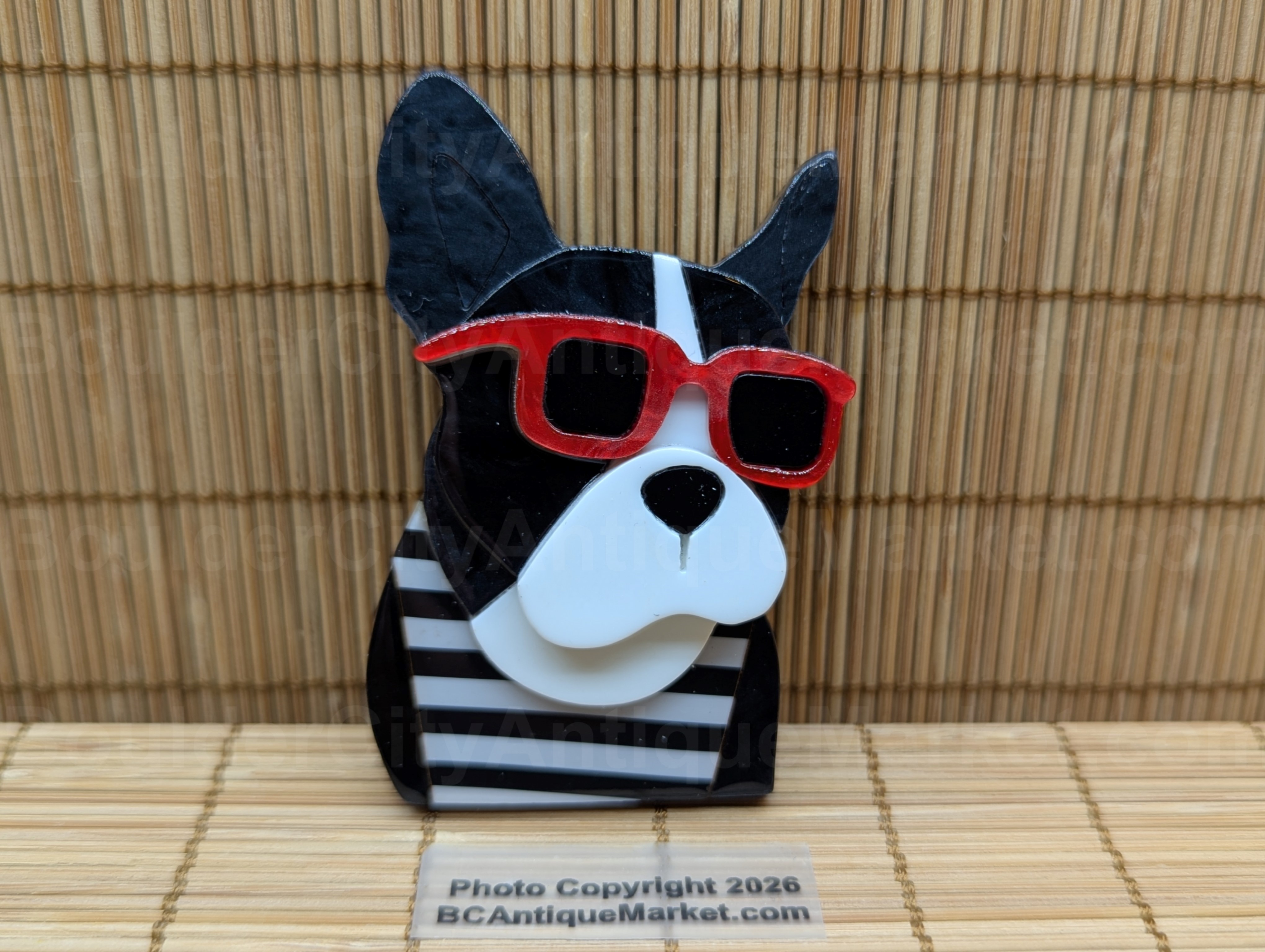 Boston Terrier In Sunglasses Acrylic Brooch