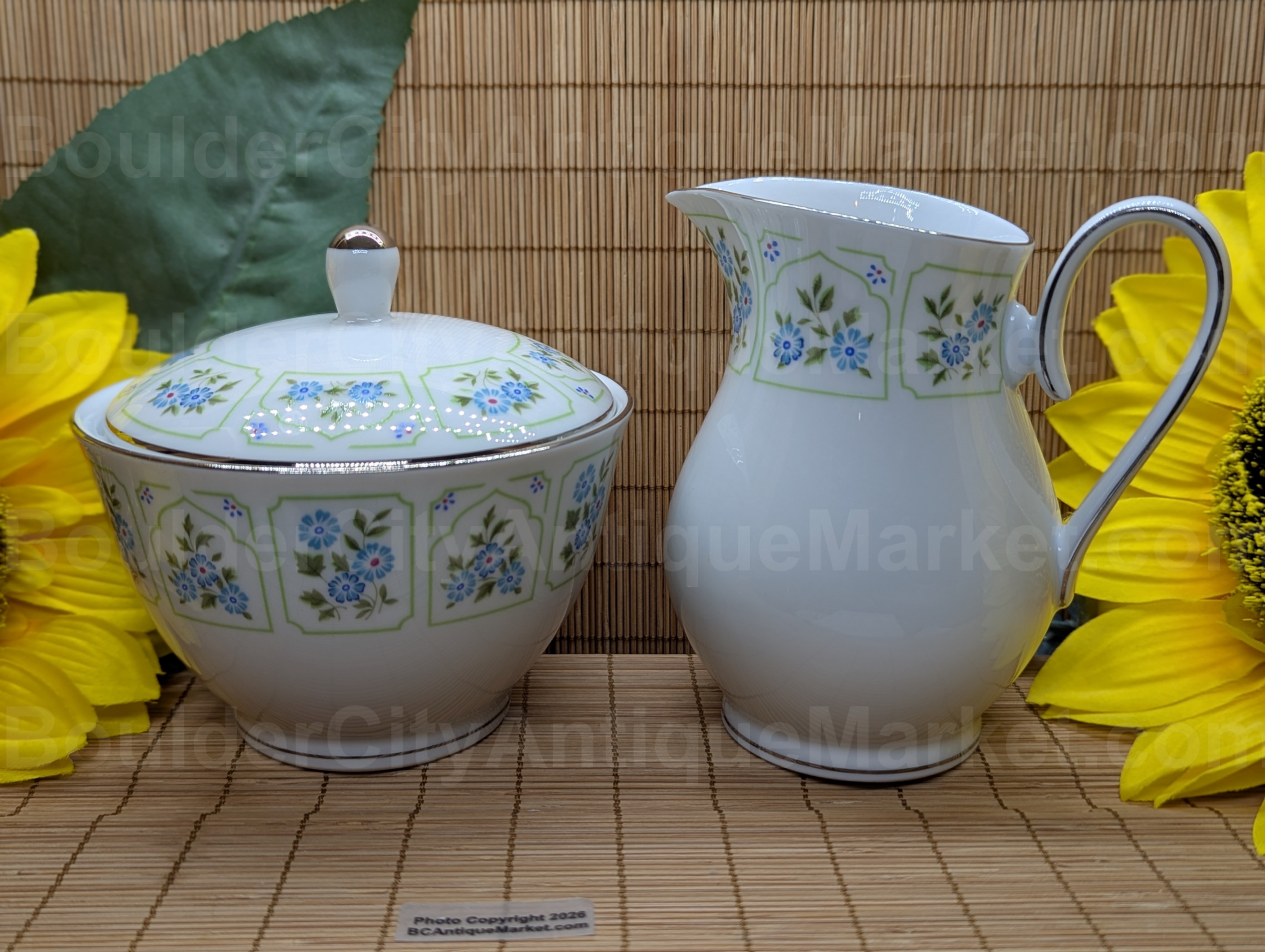Franconia Quadrille Creamer and Sugar Bowl
